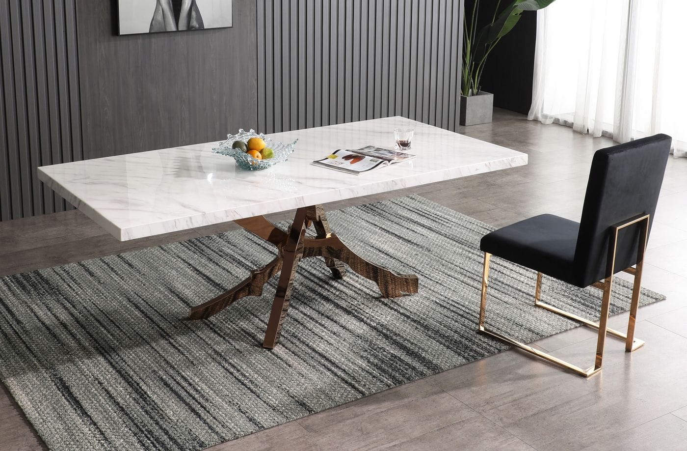 Legend - Modern Marble and Rosegold Dining Table