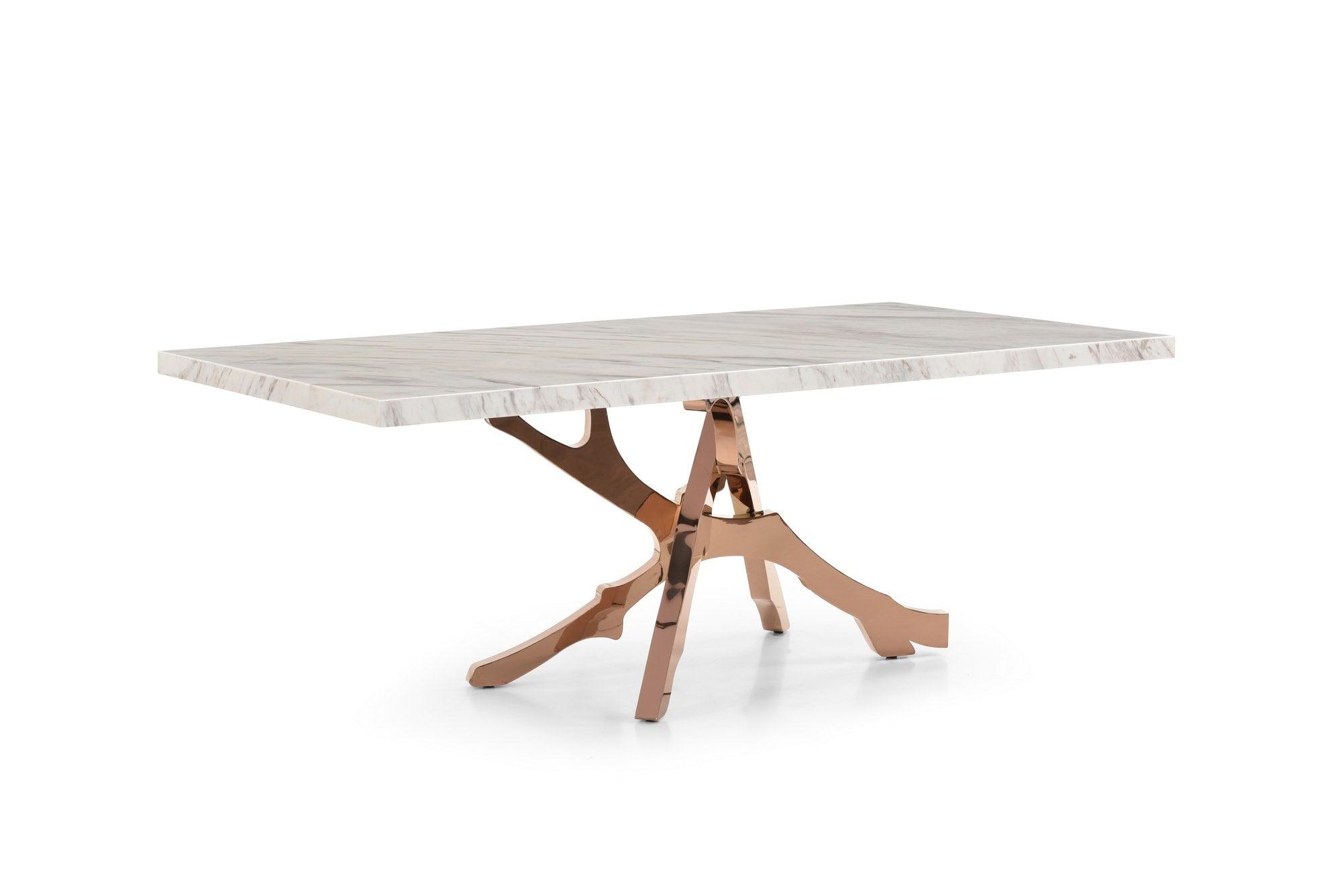 Legend - Modern Marble and Rosegold Dining Table