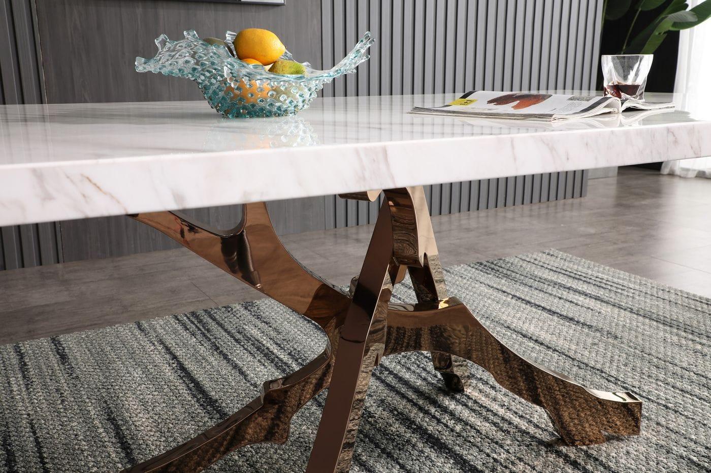 Legend - Modern Marble and Rosegold Dining Table