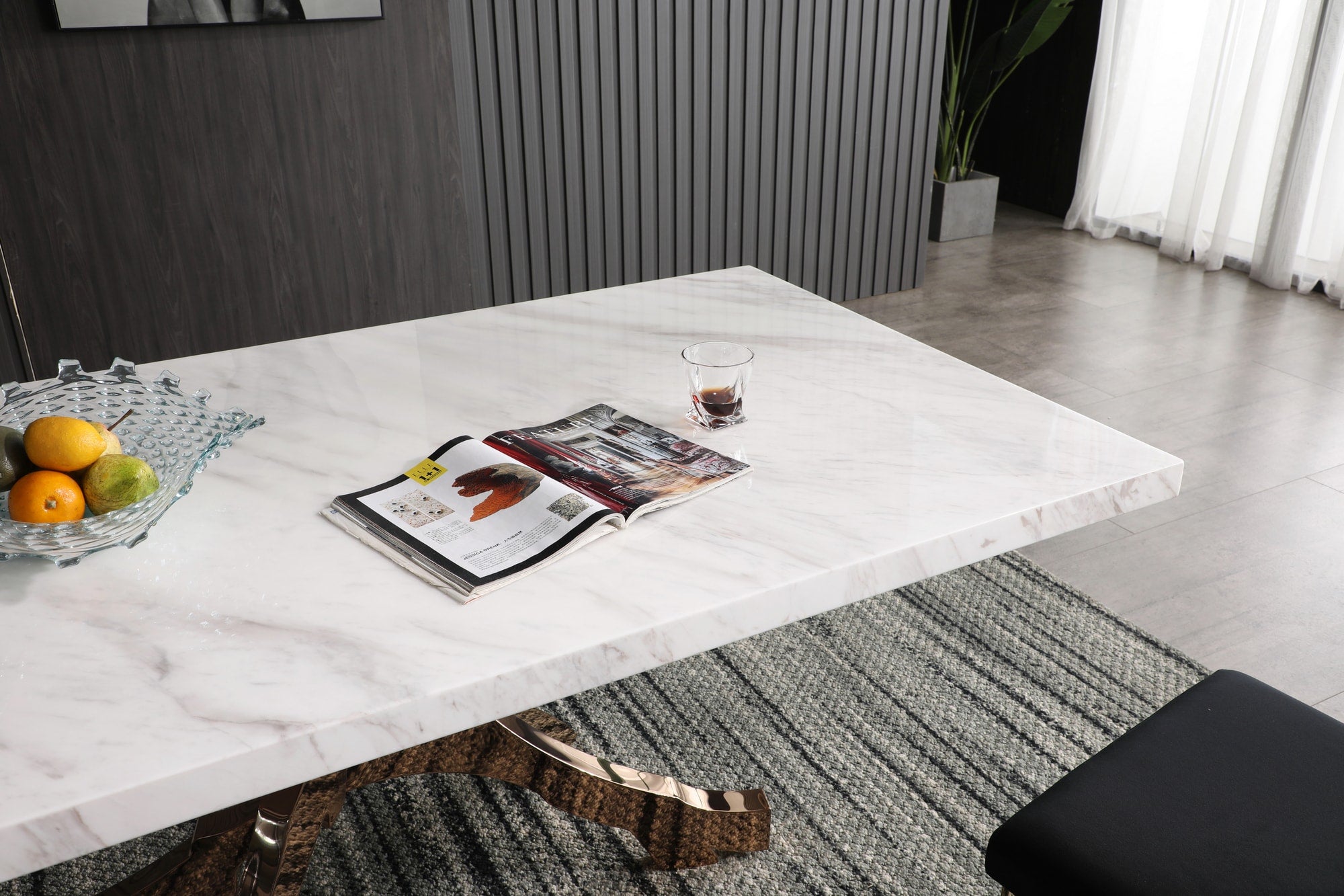 Legend - Modern Marble and Rosegold Dining Table
