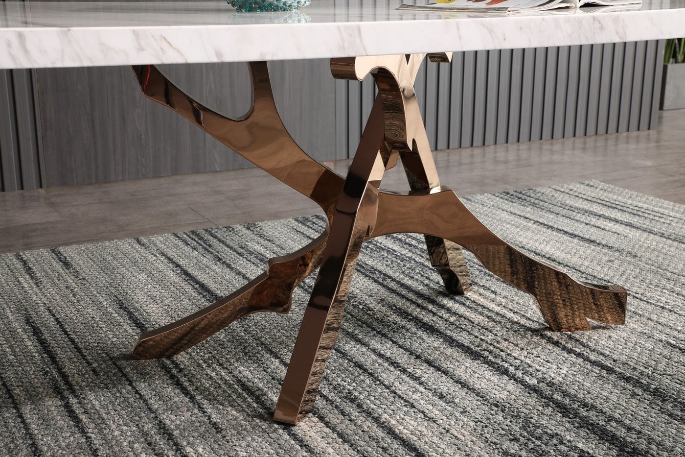 Legend - Modern Marble and Rosegold Dining Table