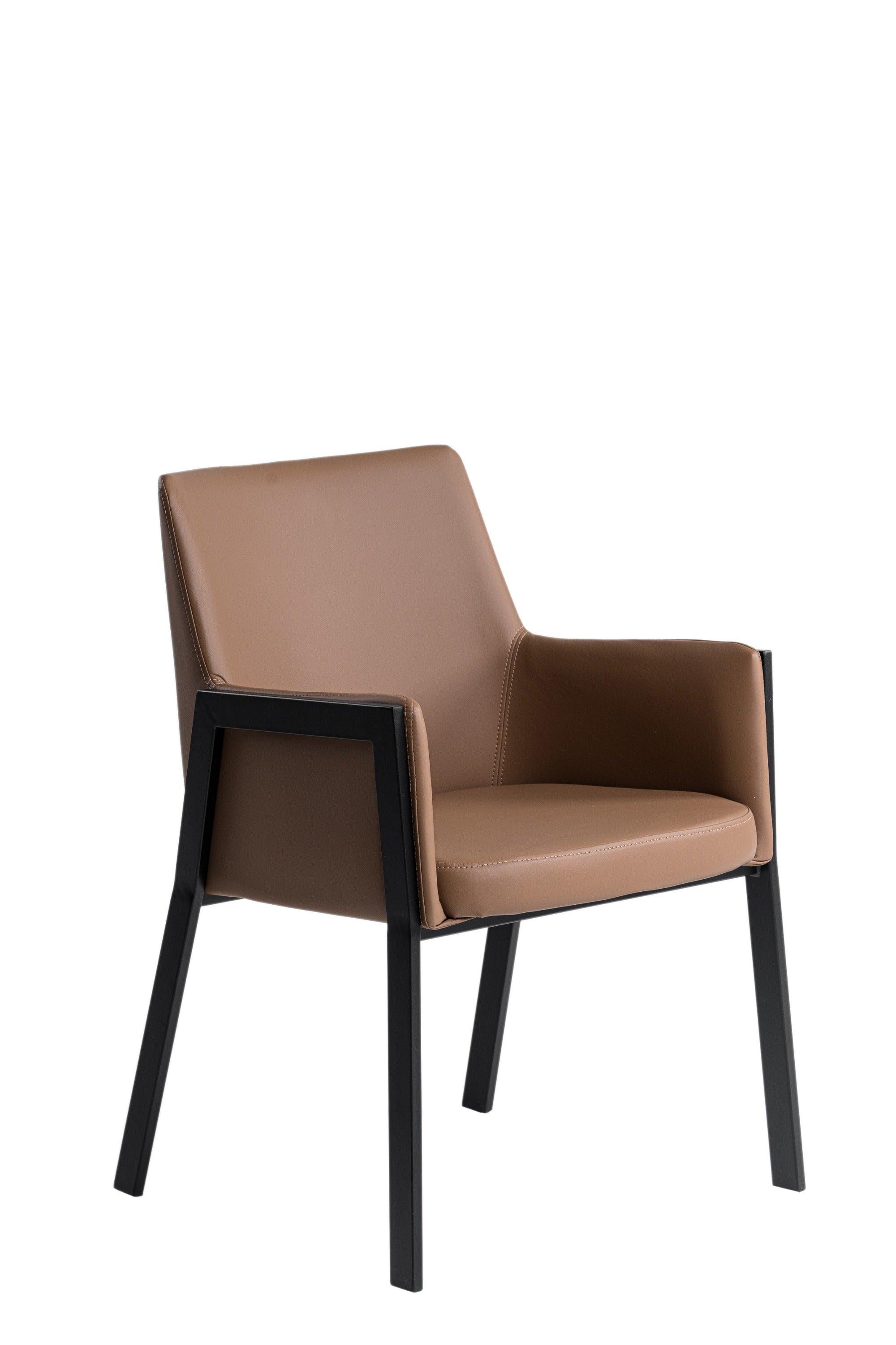 Modrest Leshay Modern Dark Vegan Leather Metal Dining Chair