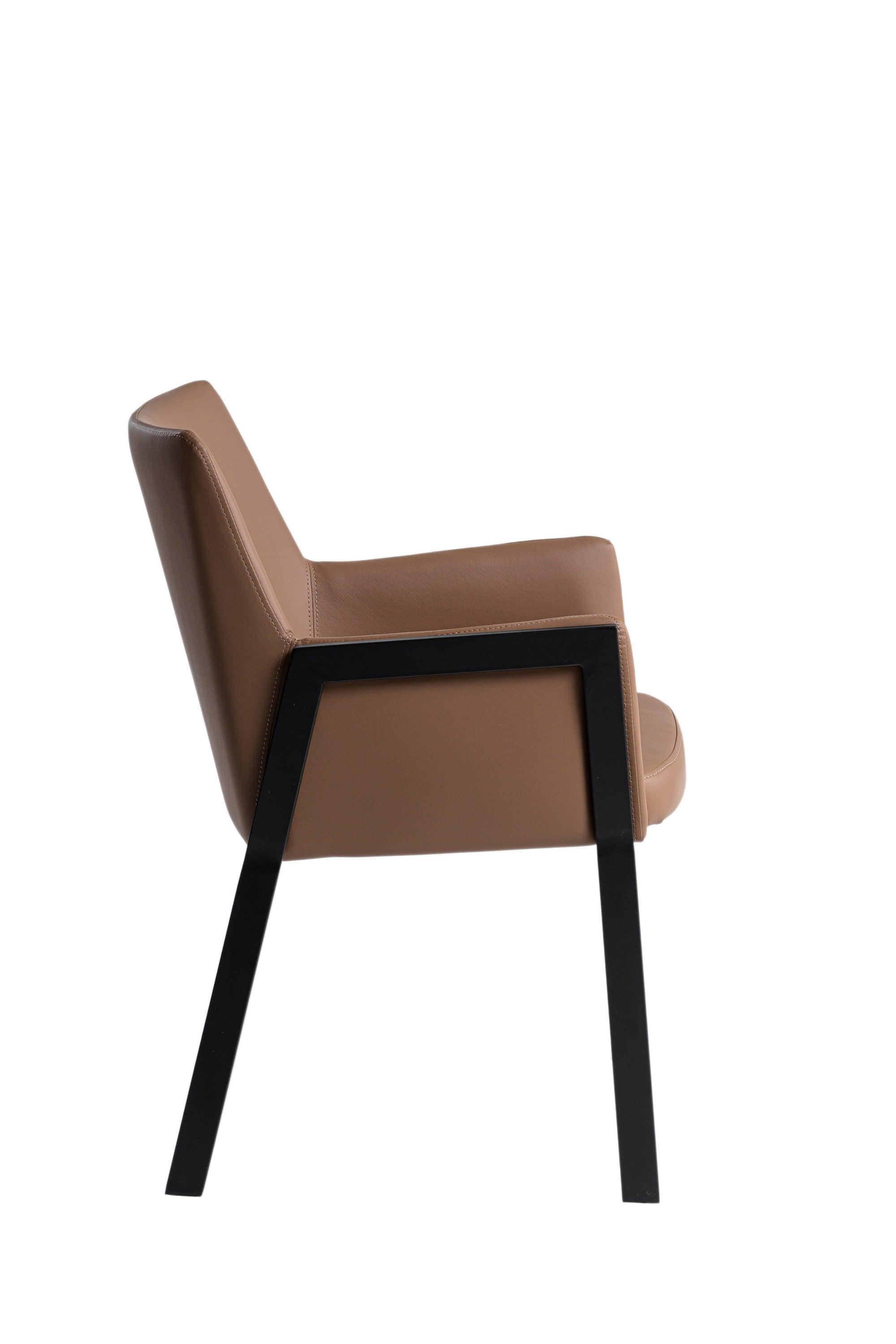Modrest Leshay Modern Dark Vegan Leather Metal Dining Chair