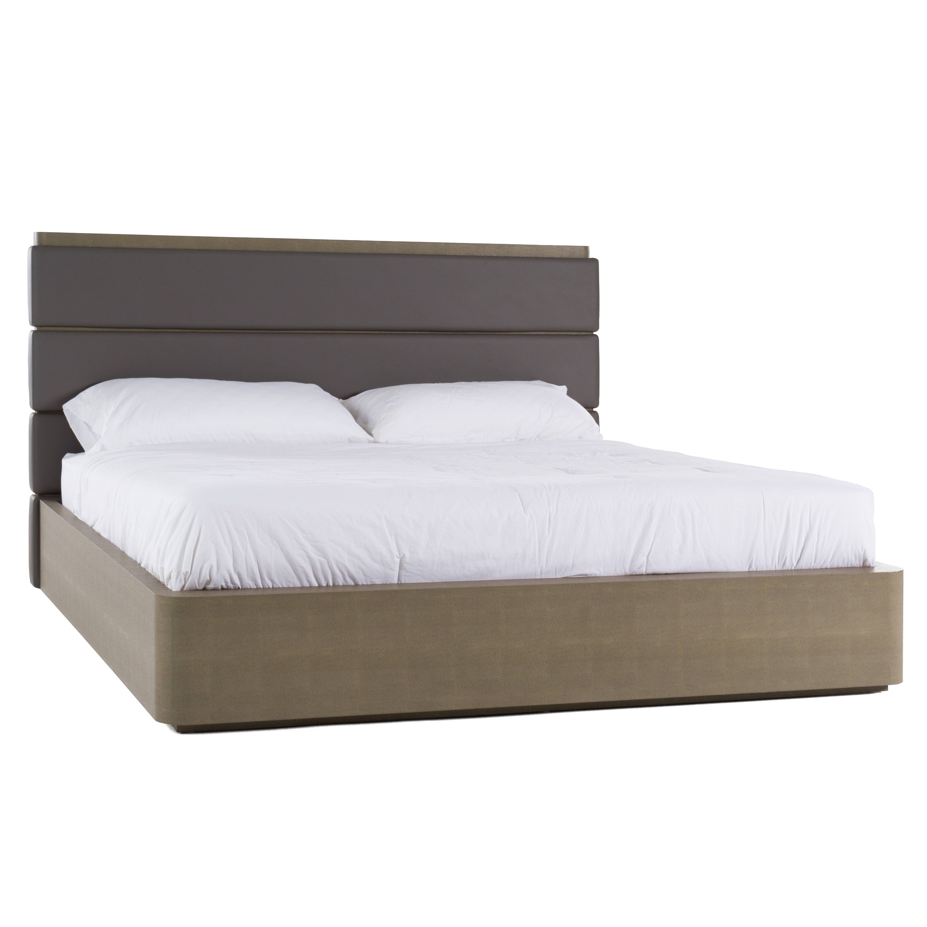 Lois Modern Leather & Shagreen Bed