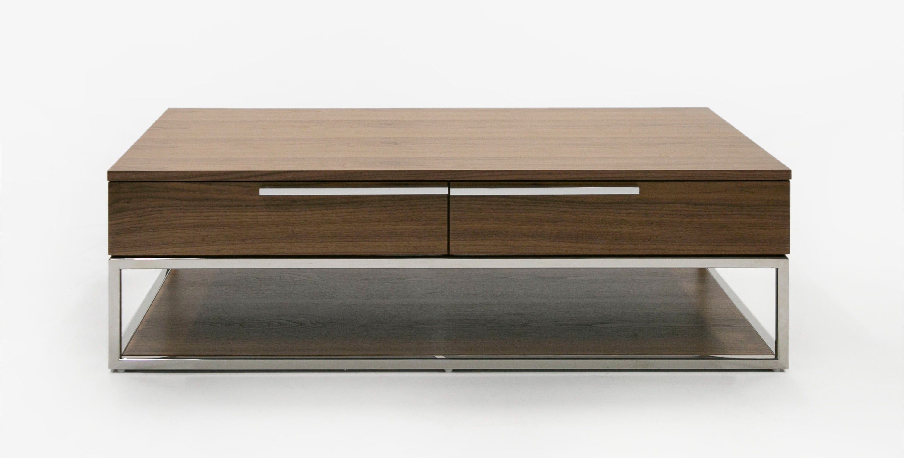 Modrest Heloise - Modern Walnut and Stainless Steel Coffee Table-Coffee Table-VIG-Wall2Wall Furnishings