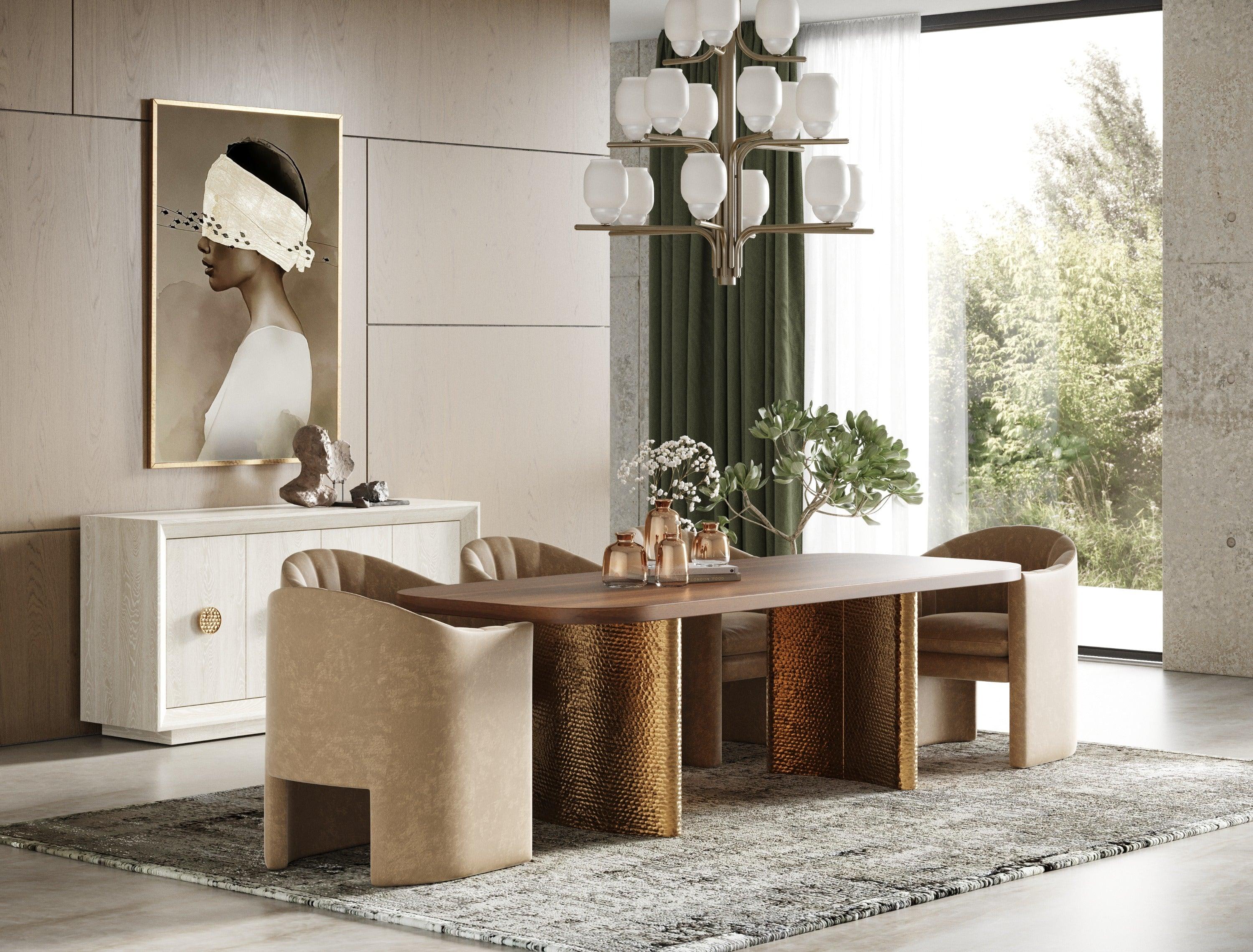 Marjorie Modern Brushed Rectangular Dining Table