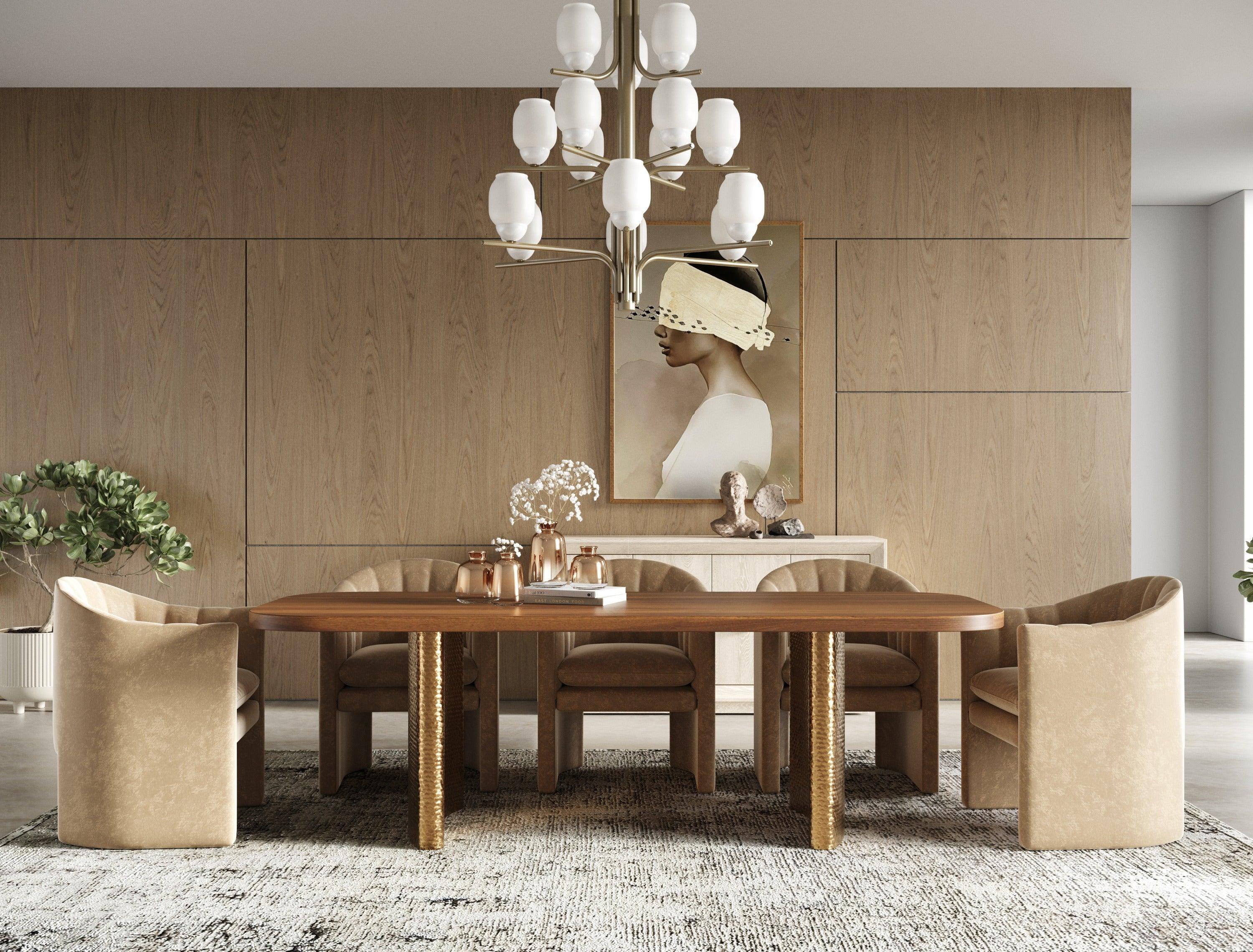 Marjorie Modern Brushed Rectangular Dining Table