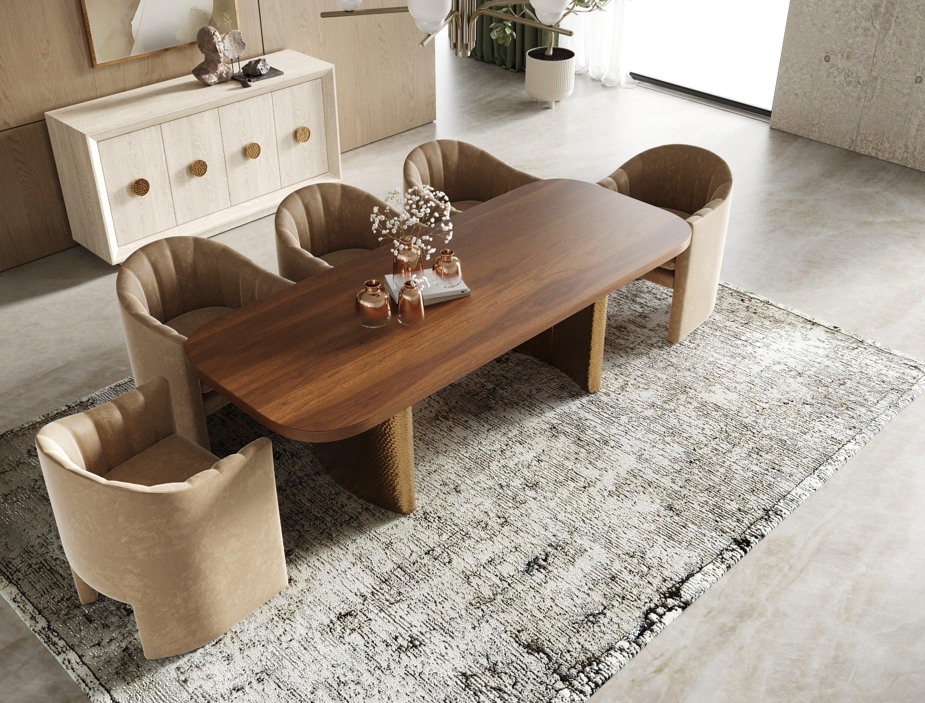 Marjorie Modern Brushed Rectangular Dining Table