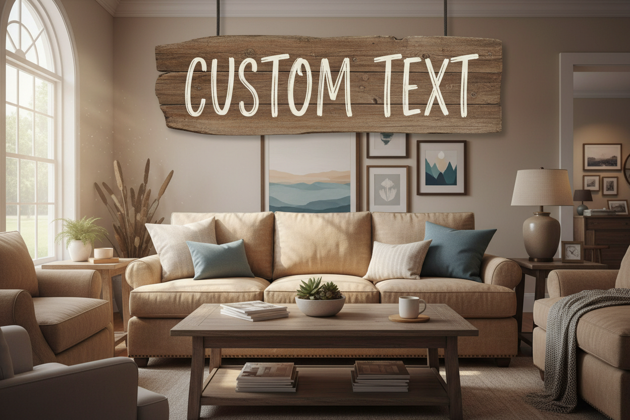 make it say custom text and it should be furniture related