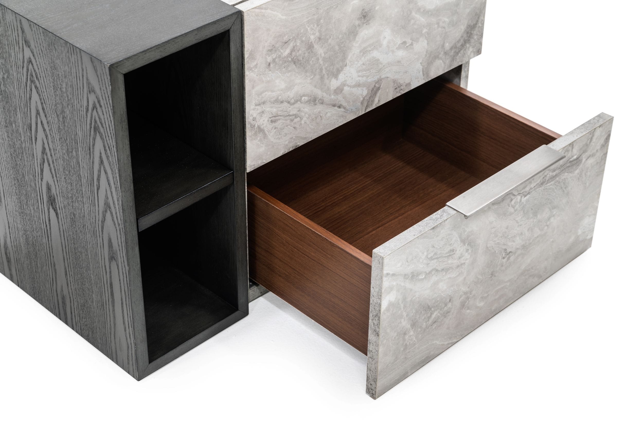 Maranello - Modern Wash and Faux Marble Nightstand