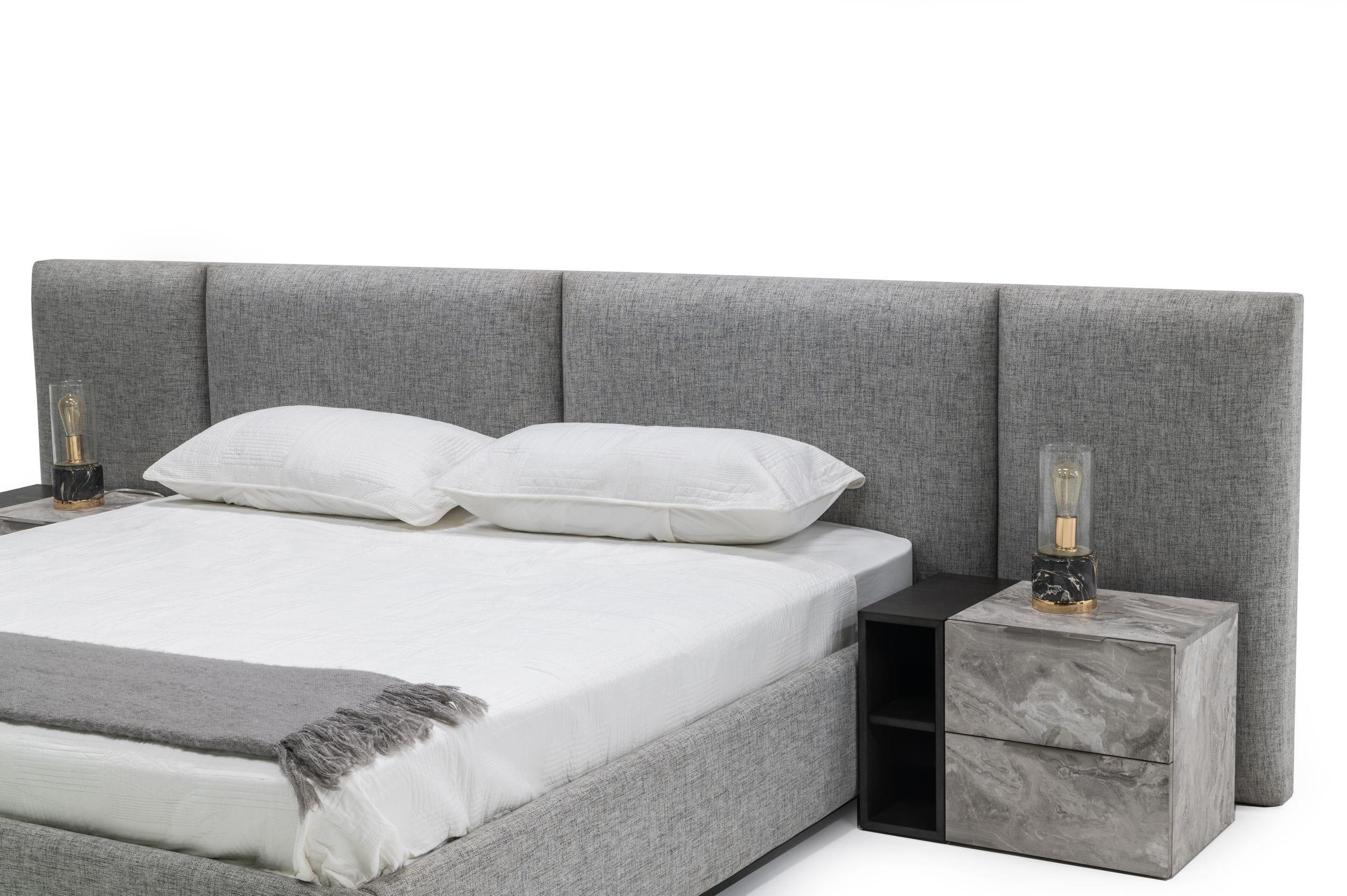 Maranello Modern Fabric Bed w/ Two Nightstands