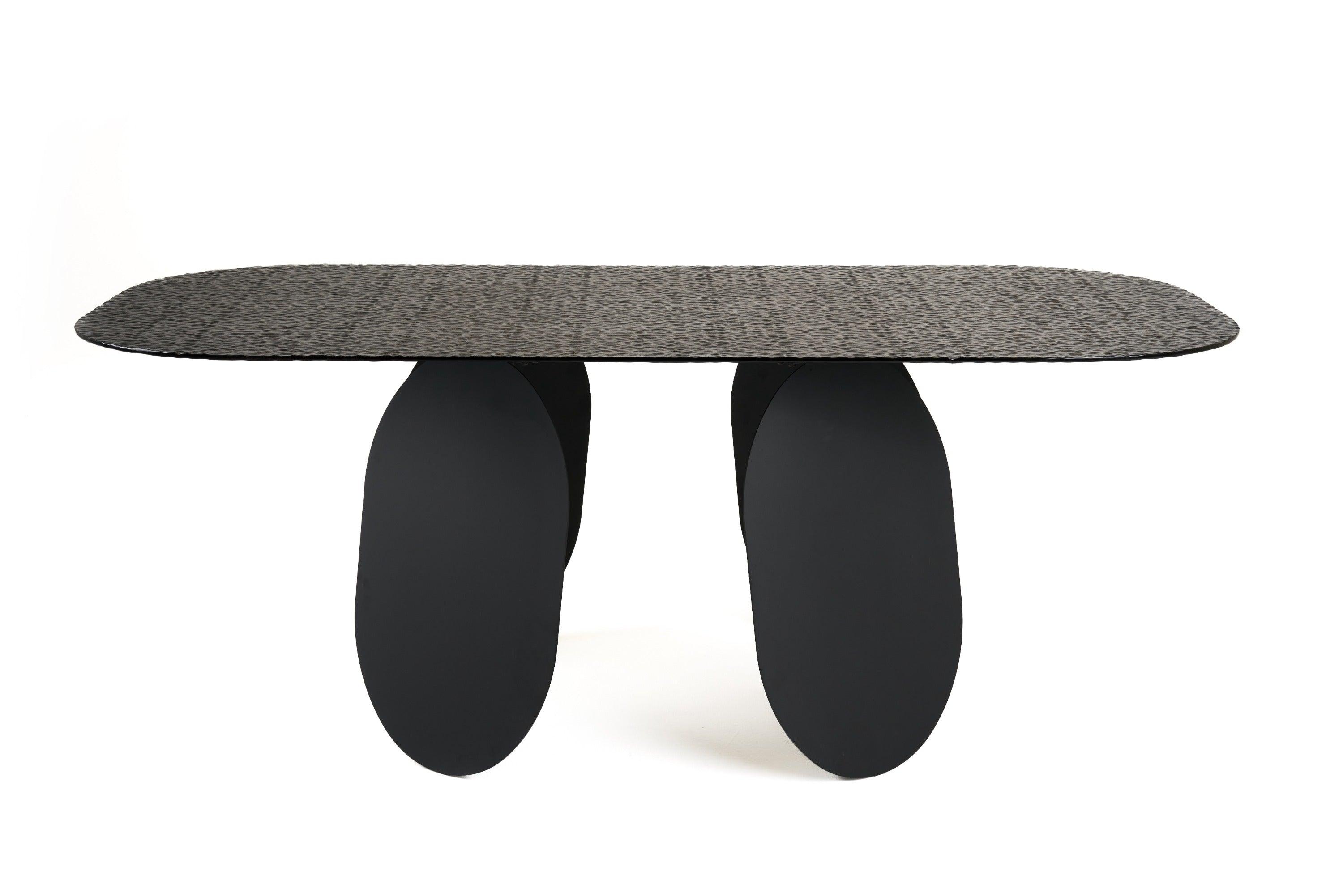 Maxine Modern Hammered Glass Rectangular Dining Table