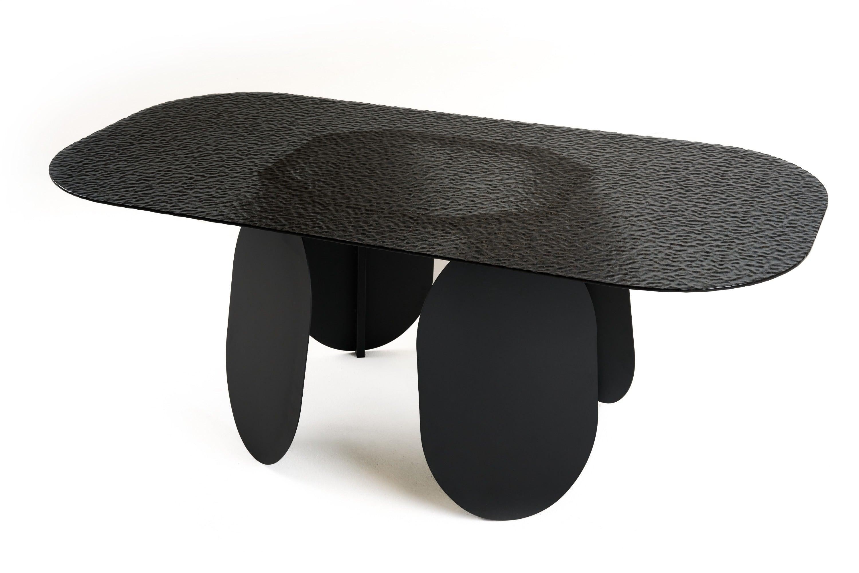Maxine Modern Hammered Glass Rectangular Dining Table