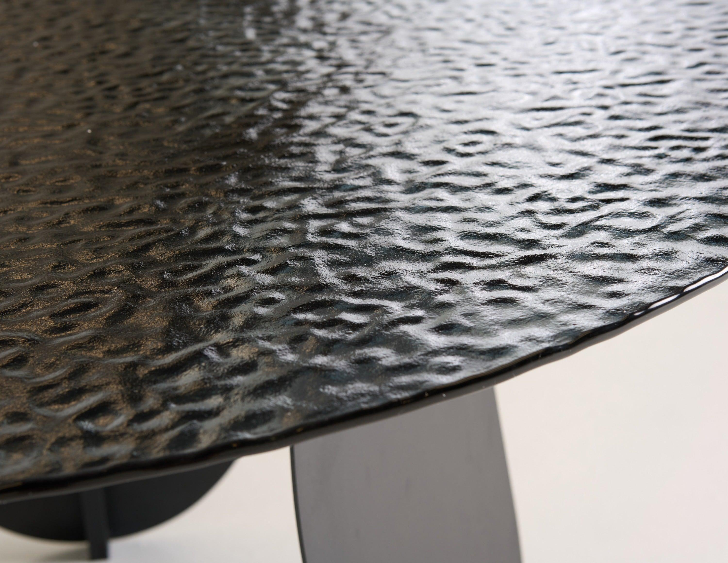Maxine Modern Hammered Glass Round Dining Table