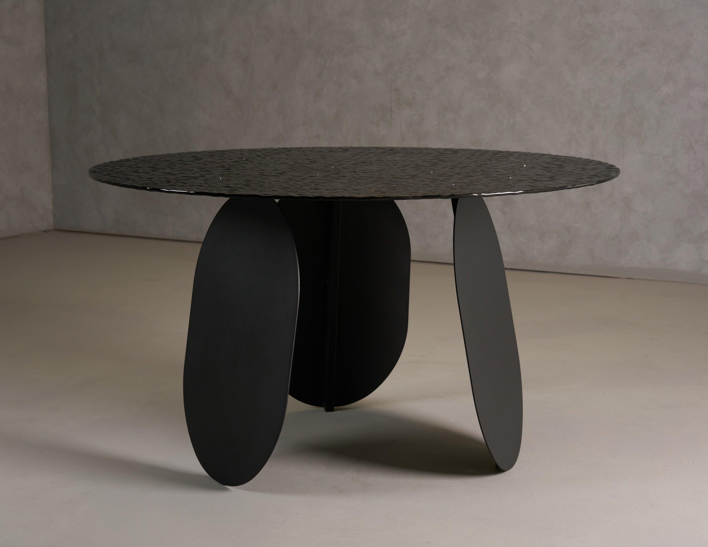 Maxine Modern Hammered Glass Round Dining Table