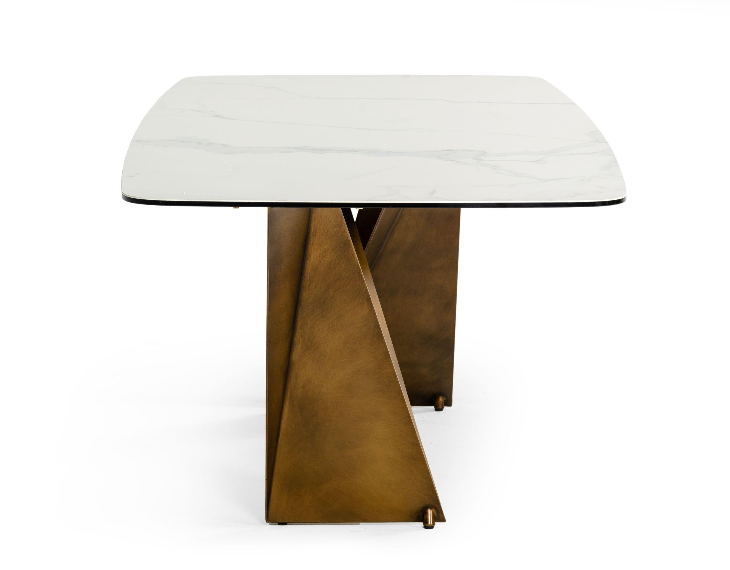 Melanie - Modern Ceramic and Brushed Dining Table