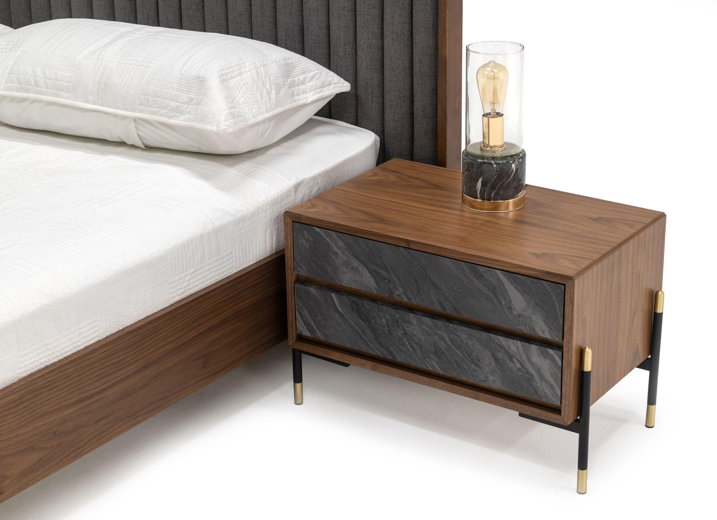 Metcalf Mid-Century Bed w/ Two Nightstands