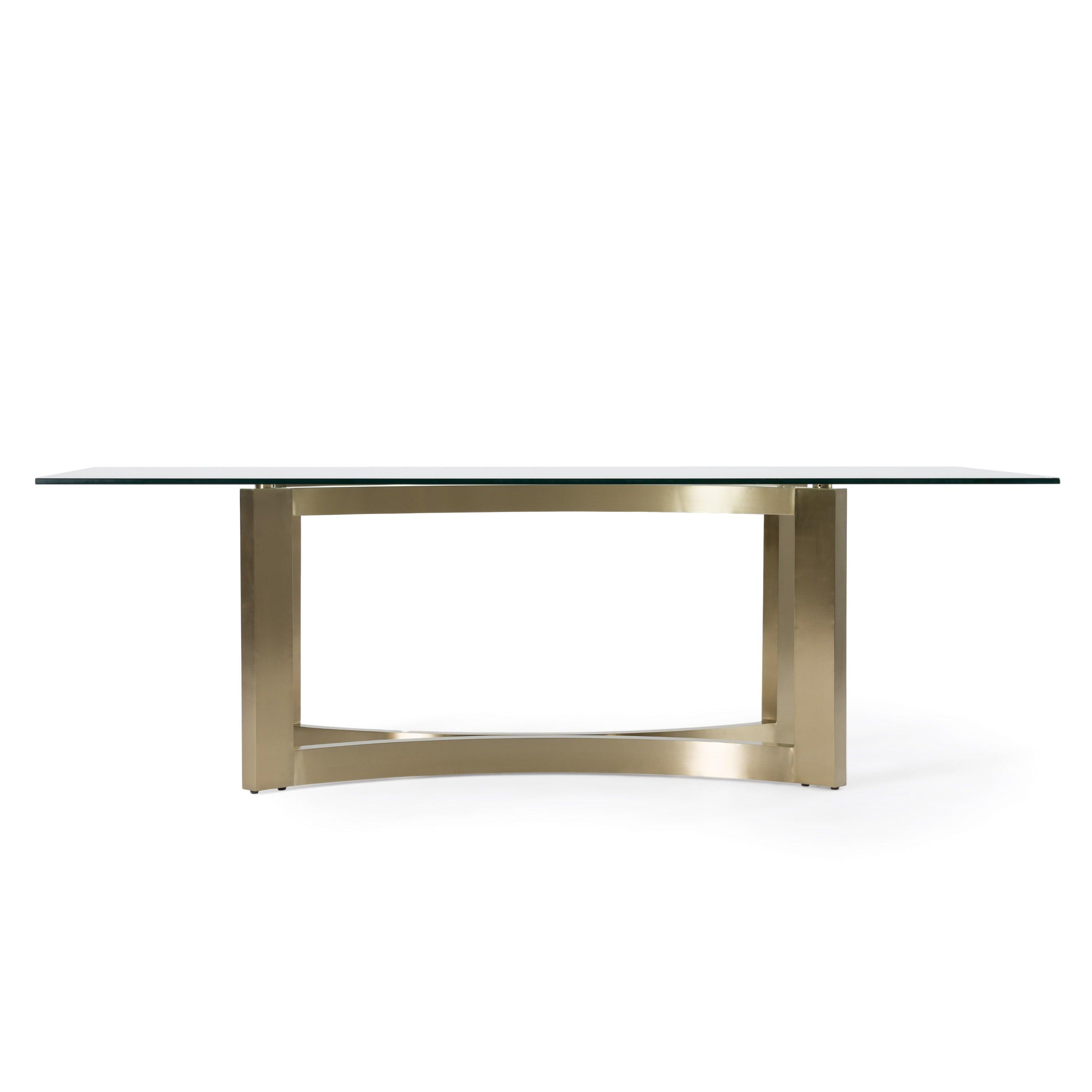 Mingus Modern Glass and Brushed Rectangualr Dining Table