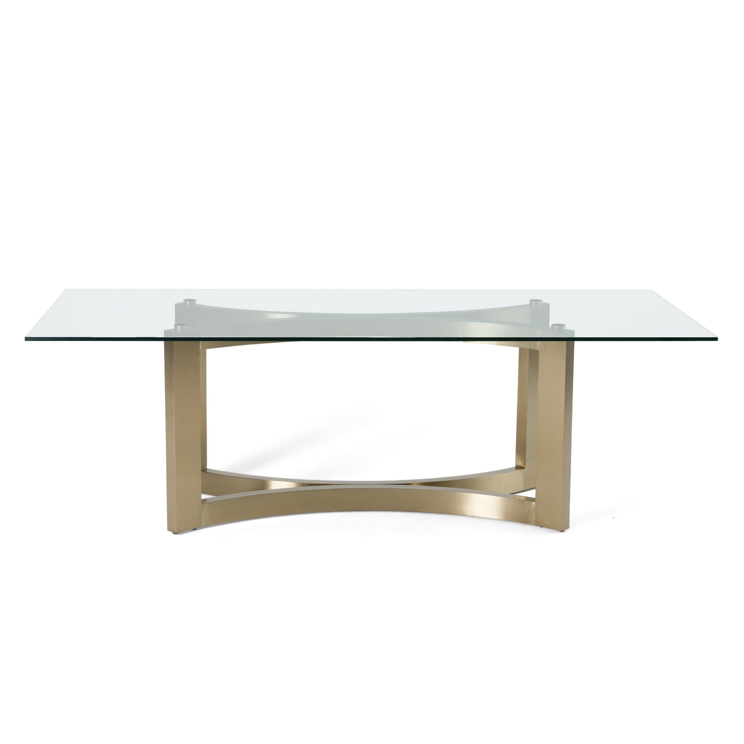Mingus Modern Glass and Brushed Rectangualr Dining Table