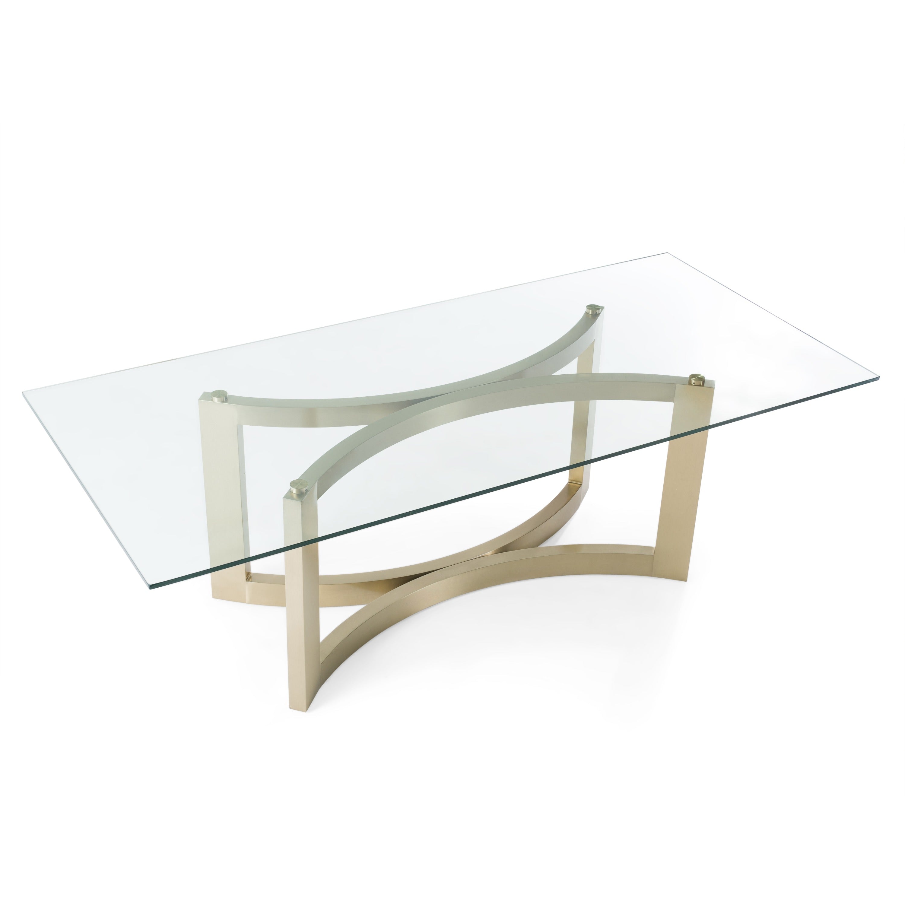 Mingus Modern Glass and Brushed Rectangualr Dining Table