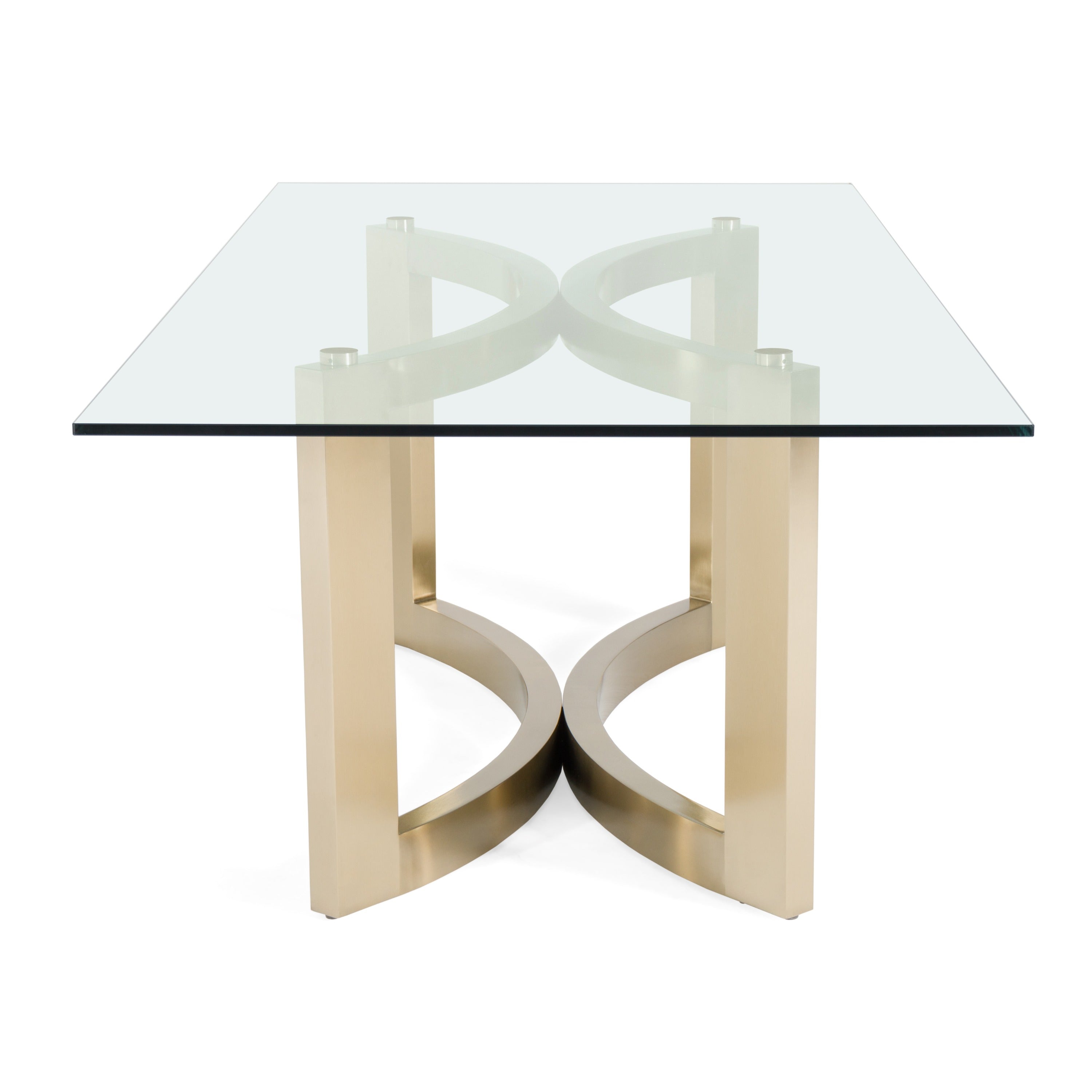 Mingus Modern Glass and Brushed Rectangualr Dining Table