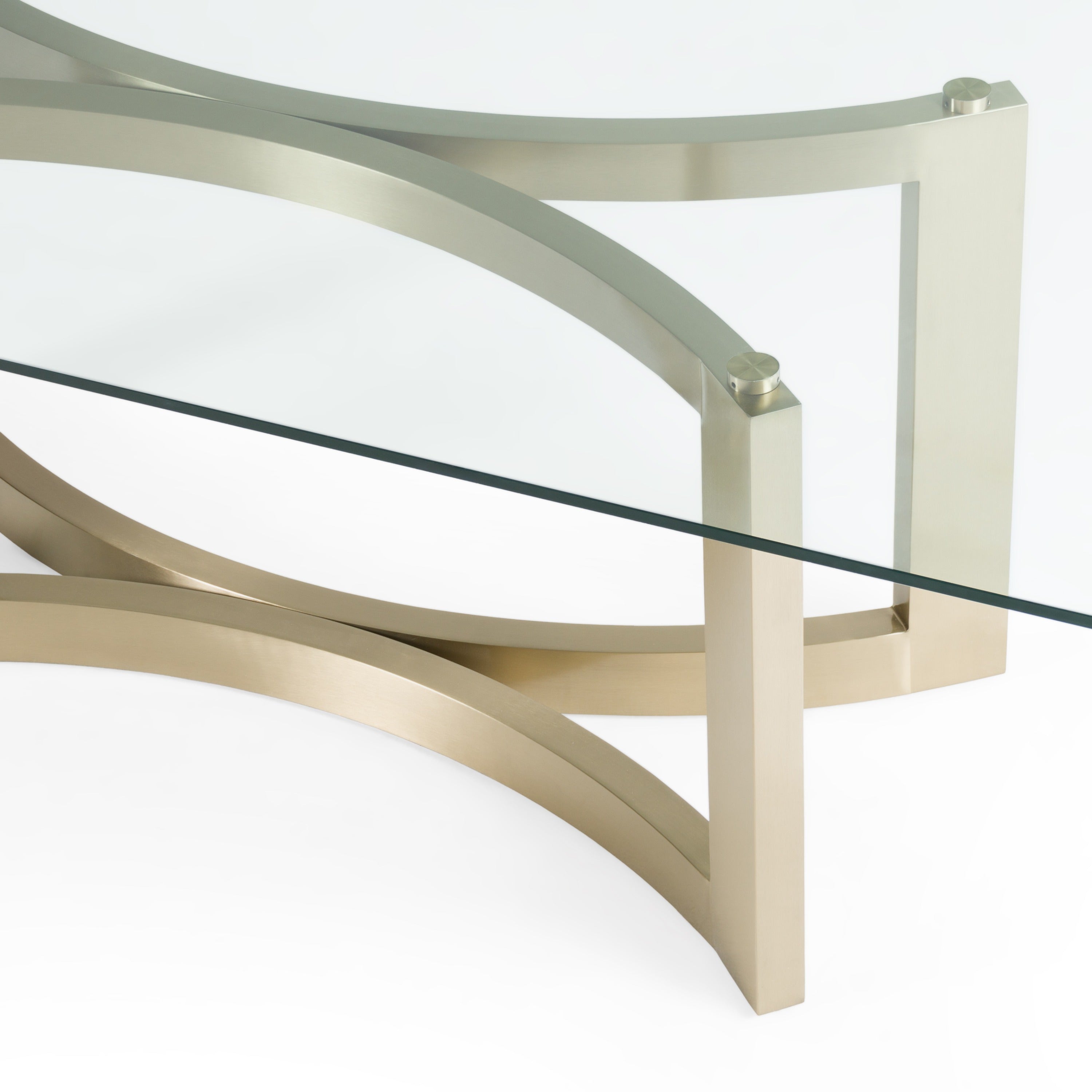 Mingus Modern Glass and Brushed Rectangualr Dining Table