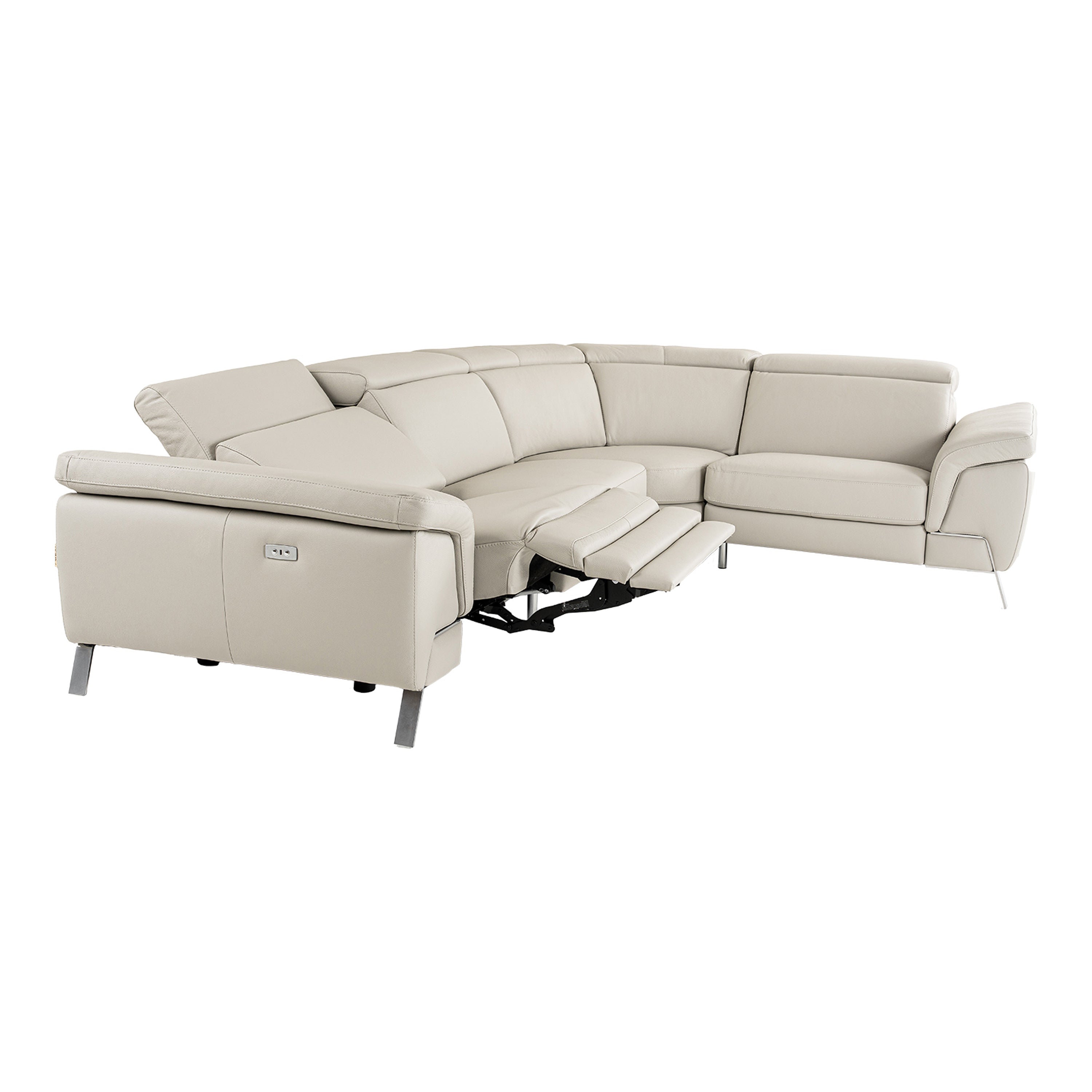 Mini Wonder Italian Modern Leather Sectional Sofa with Left Facing Recliner
