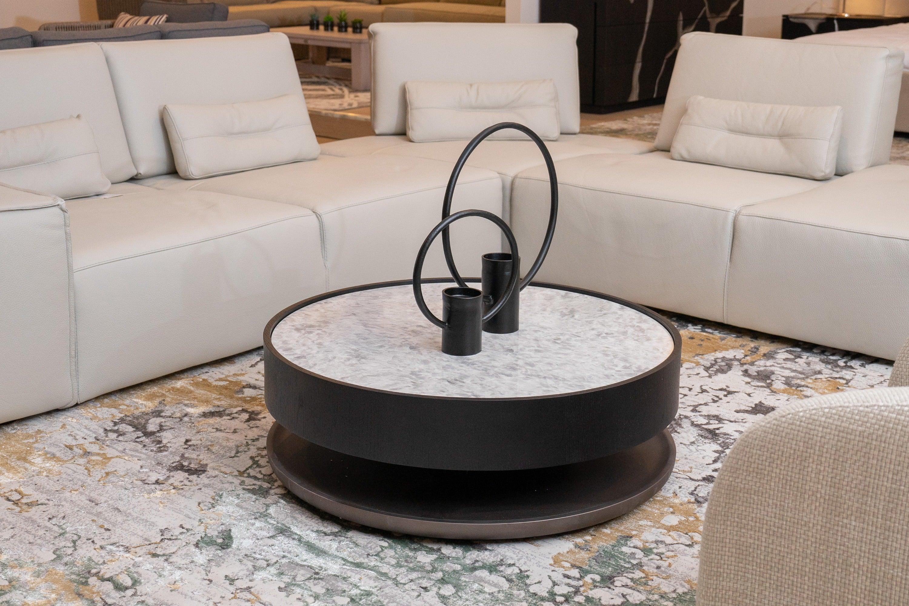 Miranda Modern Ceramic and Round Coffee Table
