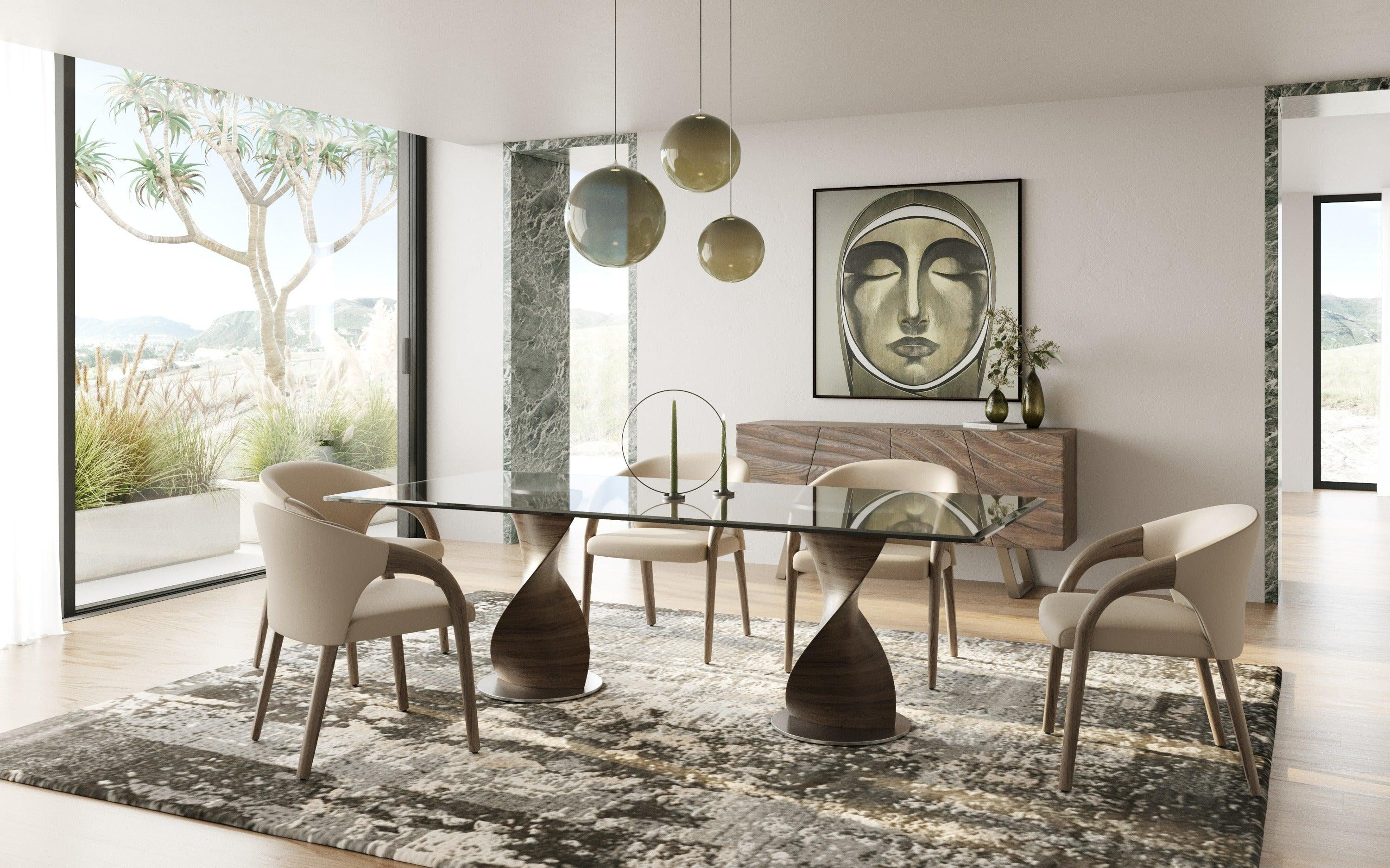 Cleveland Contemporary Glass and Ash Dining Table