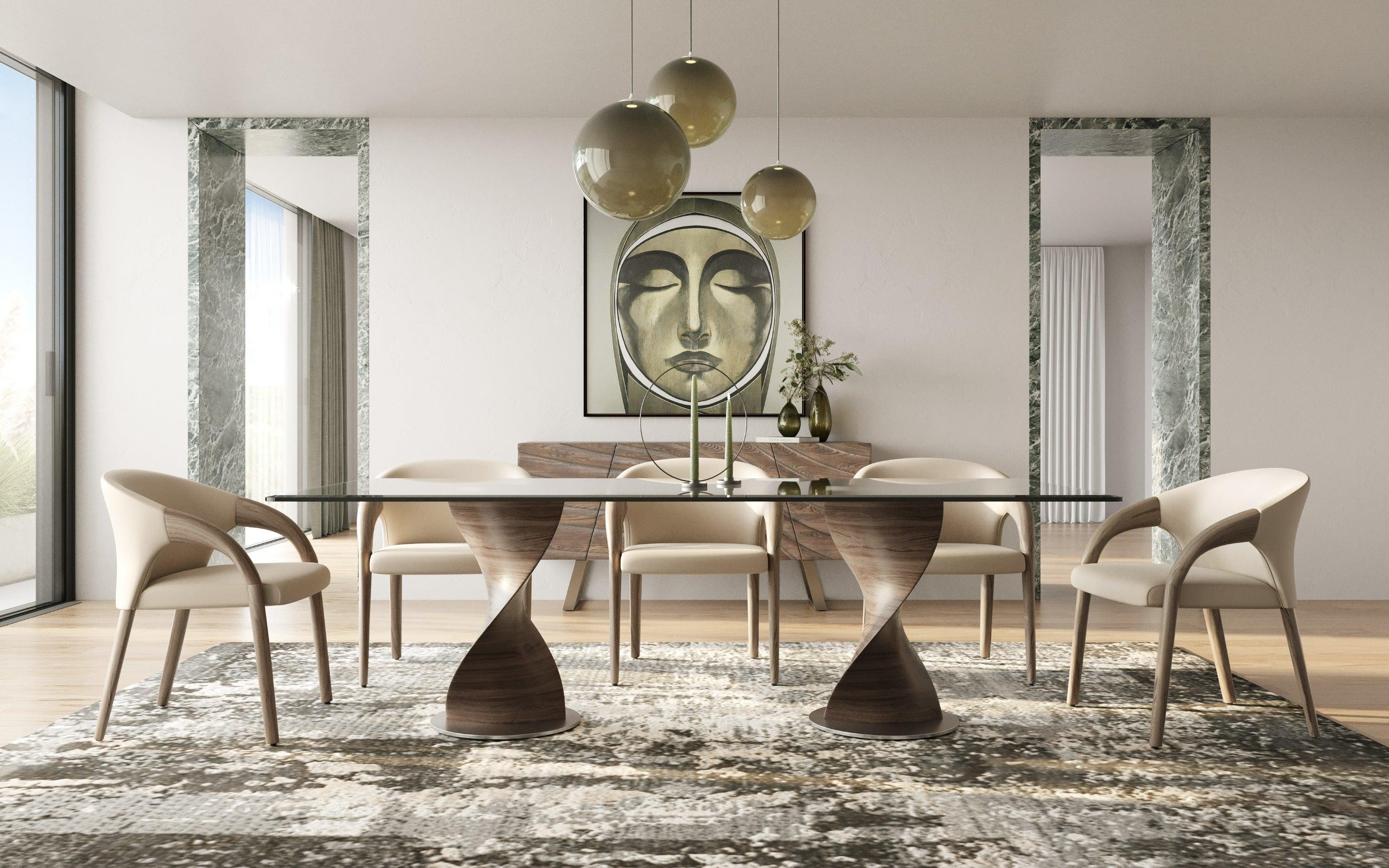 Cleveland Contemporary Glass and Ash Dining Table
