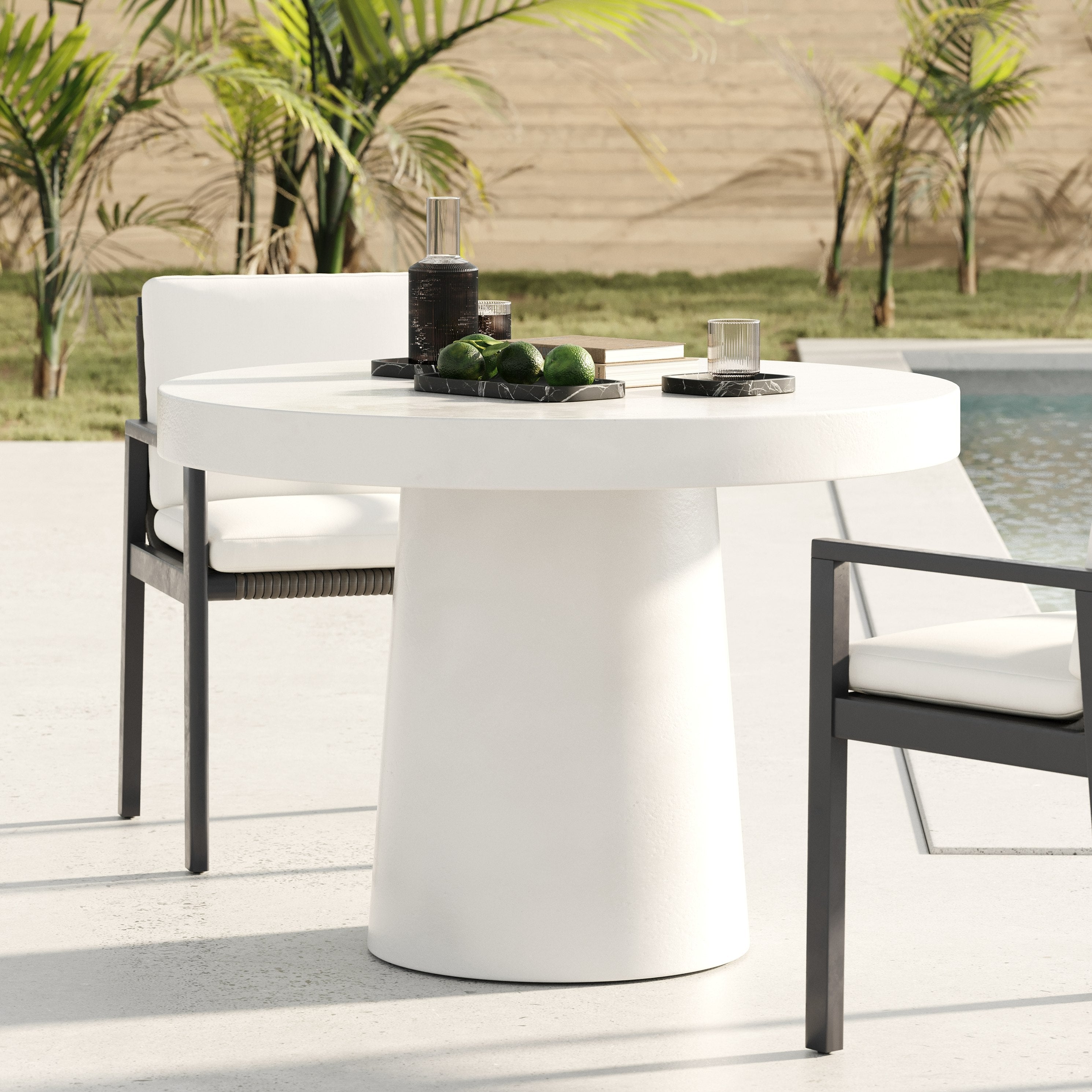 Desoto Modern Concrete Round Dining Table