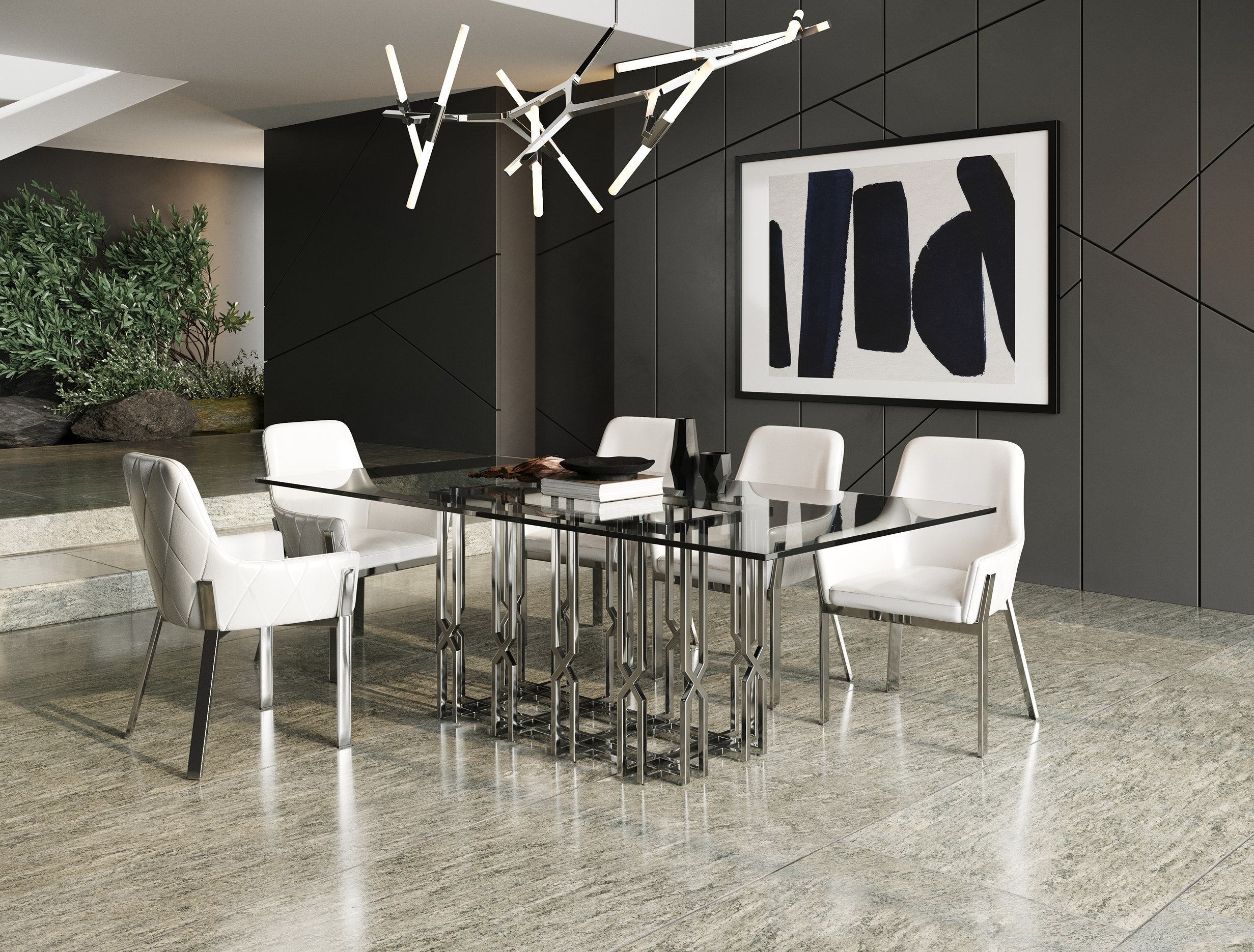 Ericson - Modern Glass and Stainless Steel Dining Table