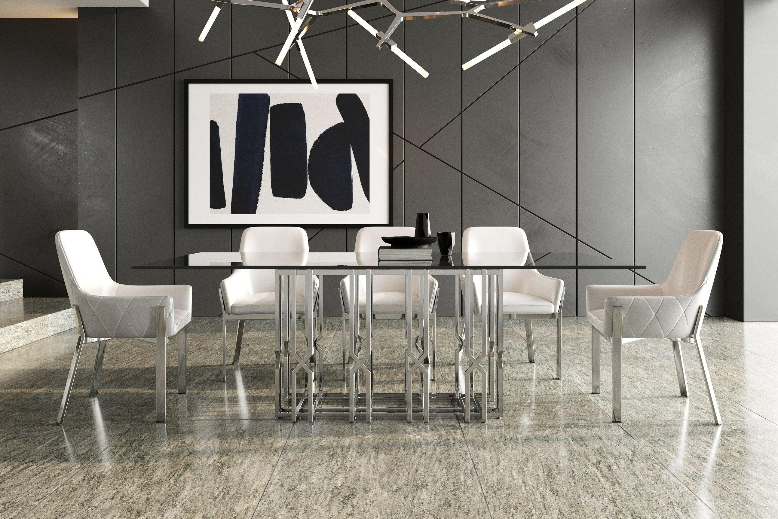 Ericson - Modern Glass and Stainless Steel Dining Table