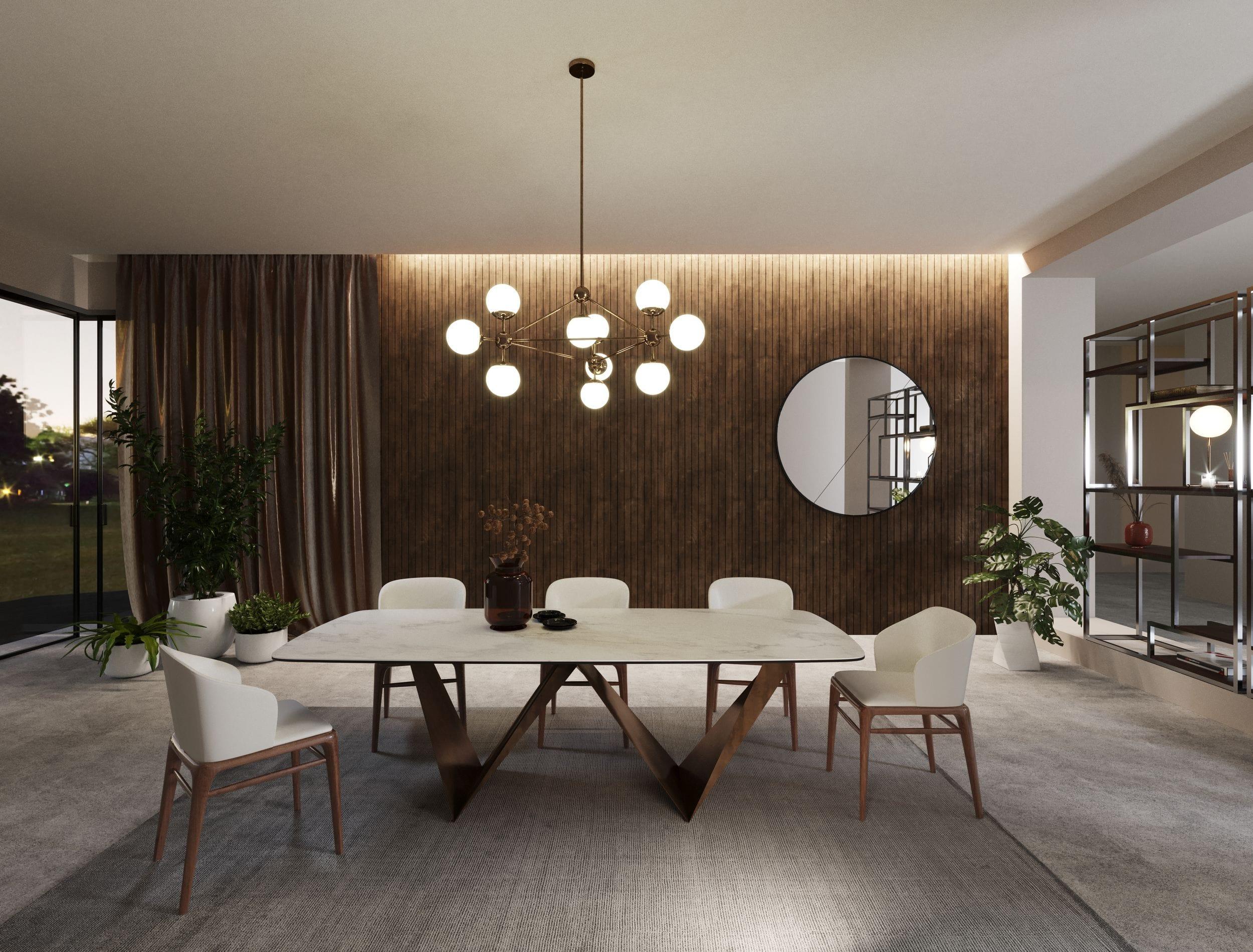 Melanie - Modern Ceramic and Brushed Dining Table
