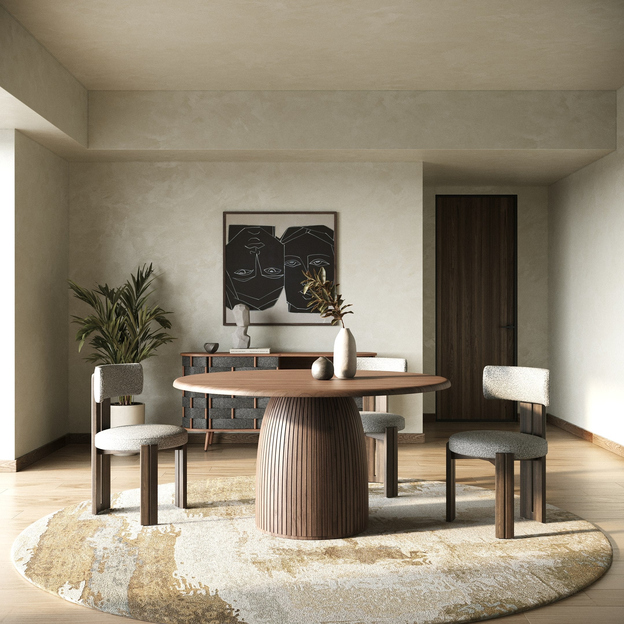 Modrest Sheridan MidCentury Modern Round Dining Table
