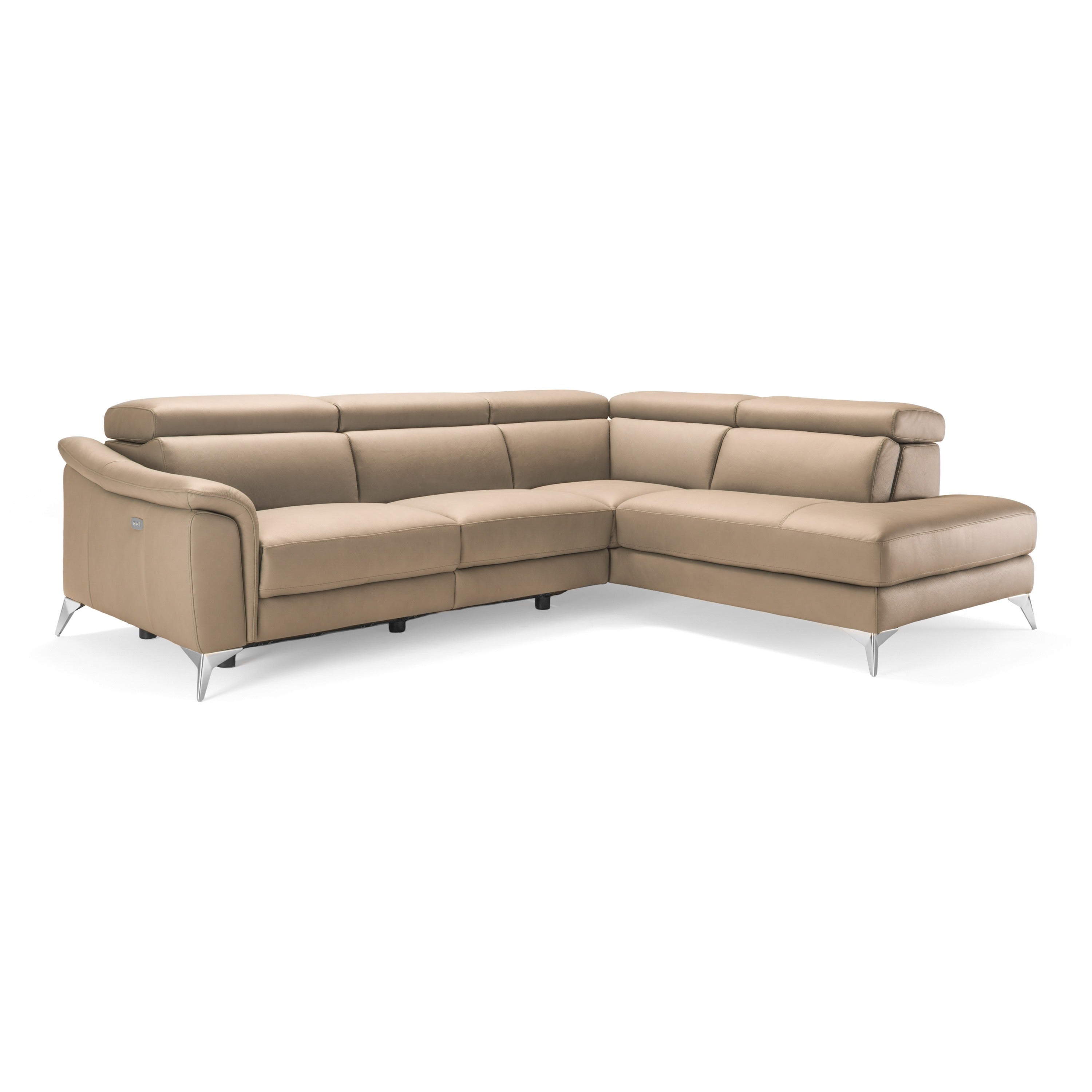 Monte Carlo Italian Modern Leather Right Facing Sectional Sofa