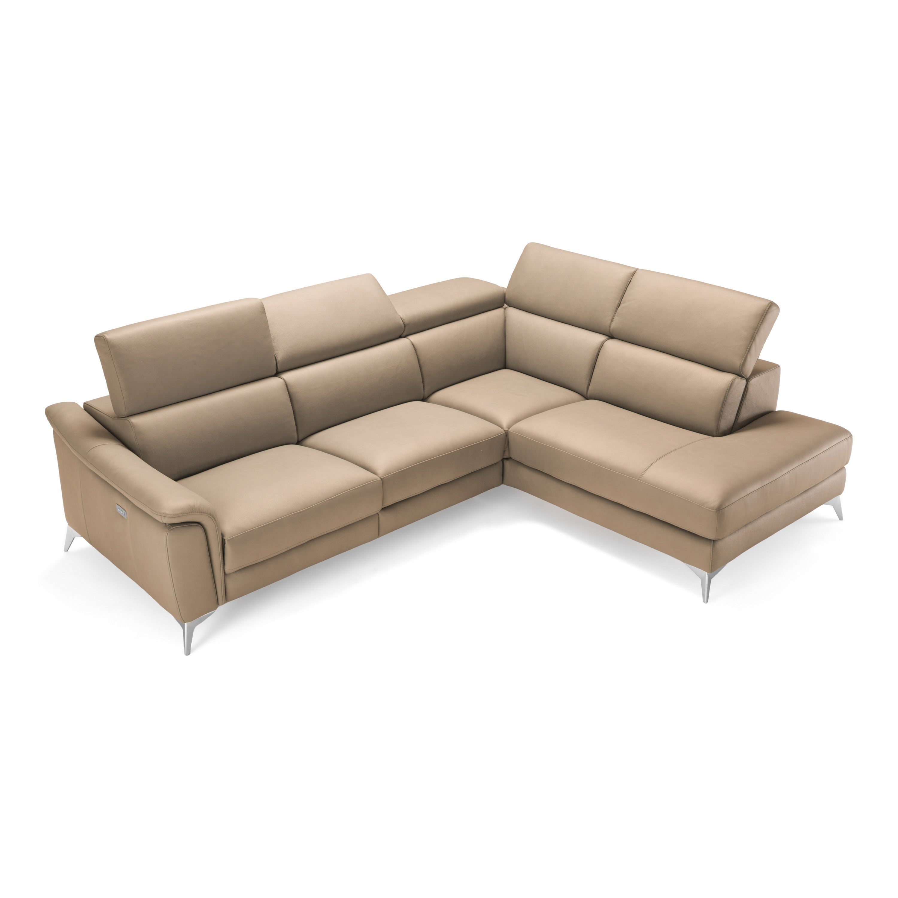 Monte Carlo Italian Modern Leather Right Facing Sectional Sofa