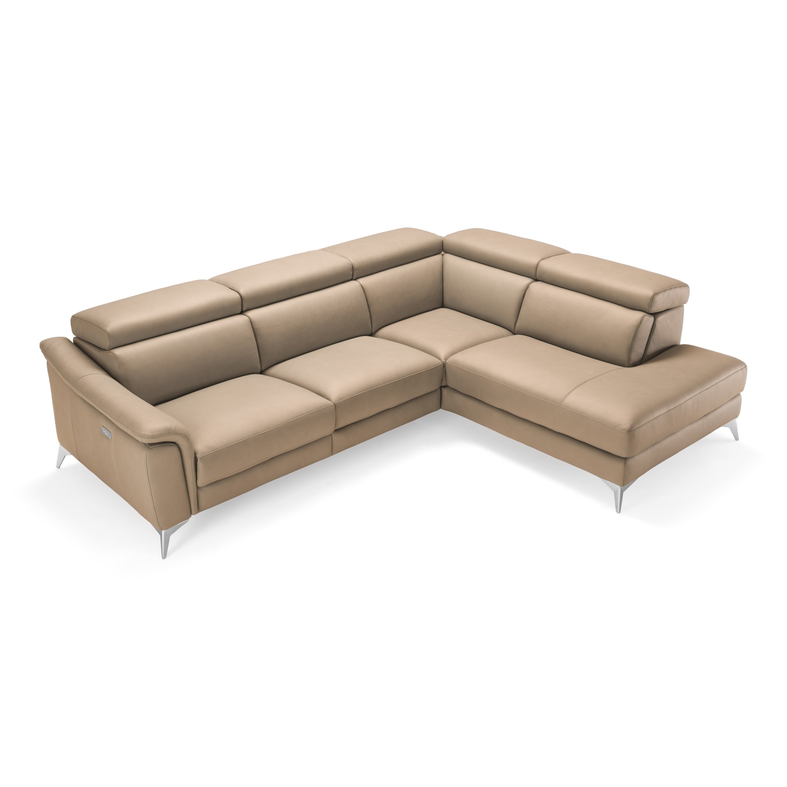 Monte Carlo Italian Modern Leather Right Facing Sectional Sofa