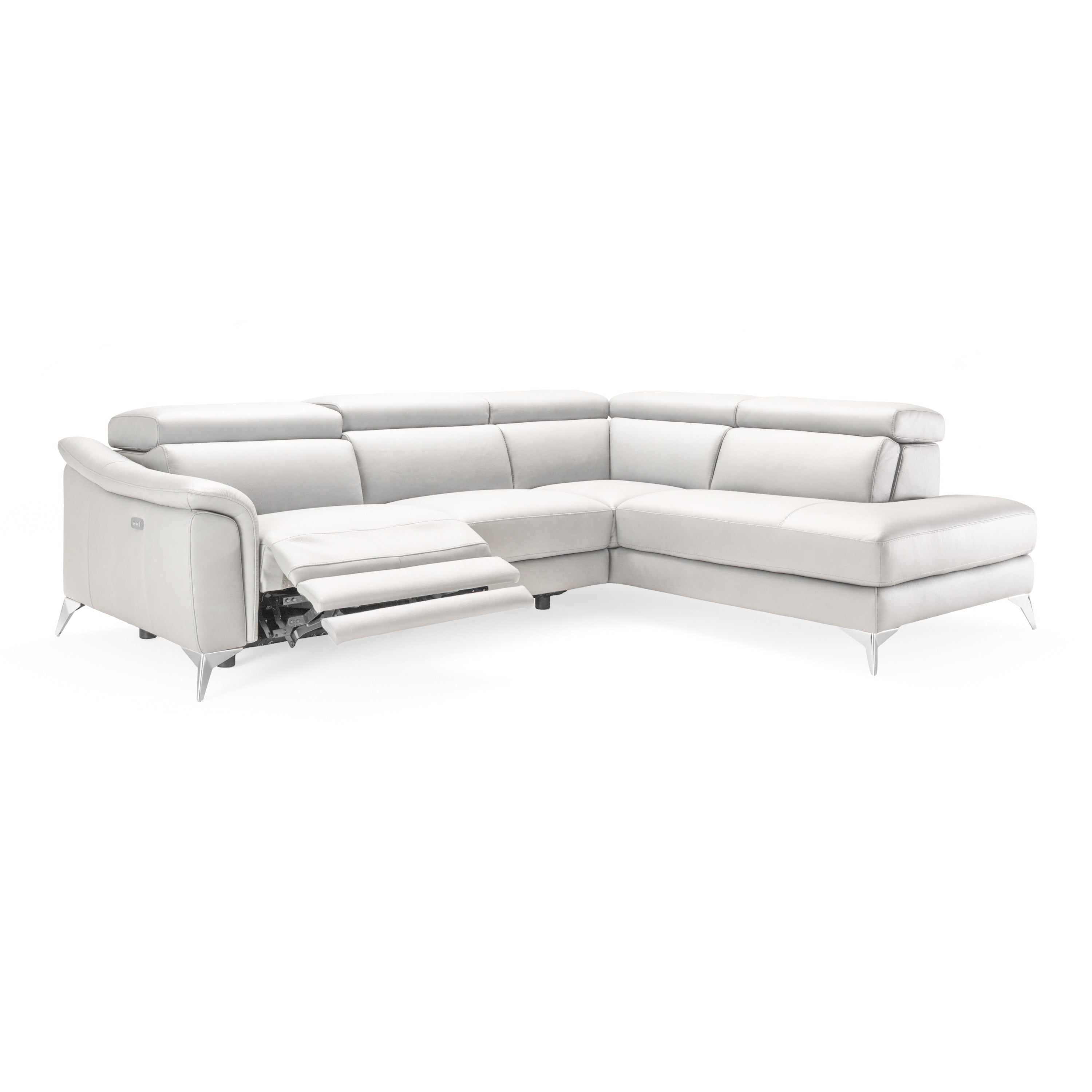 Monte Carlo Italian Modern Leather Right Facing Sectional Sofa