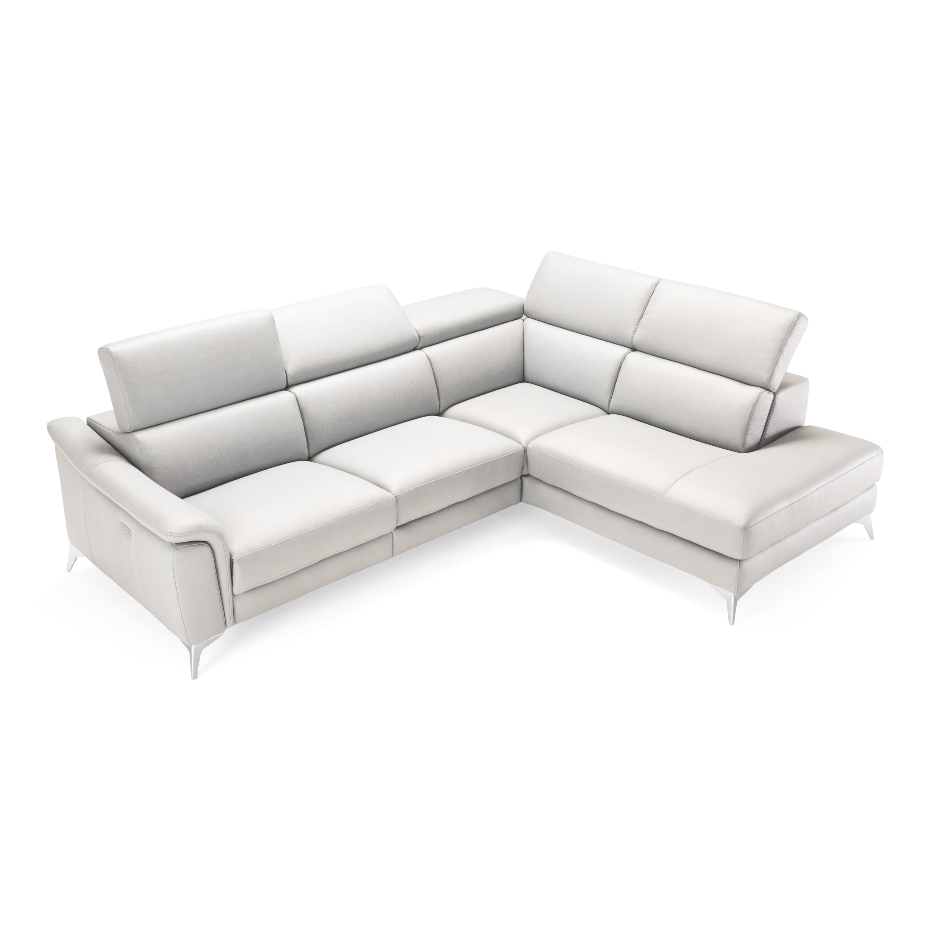Monte Carlo Italian Modern Leather Right Facing Sectional Sofa