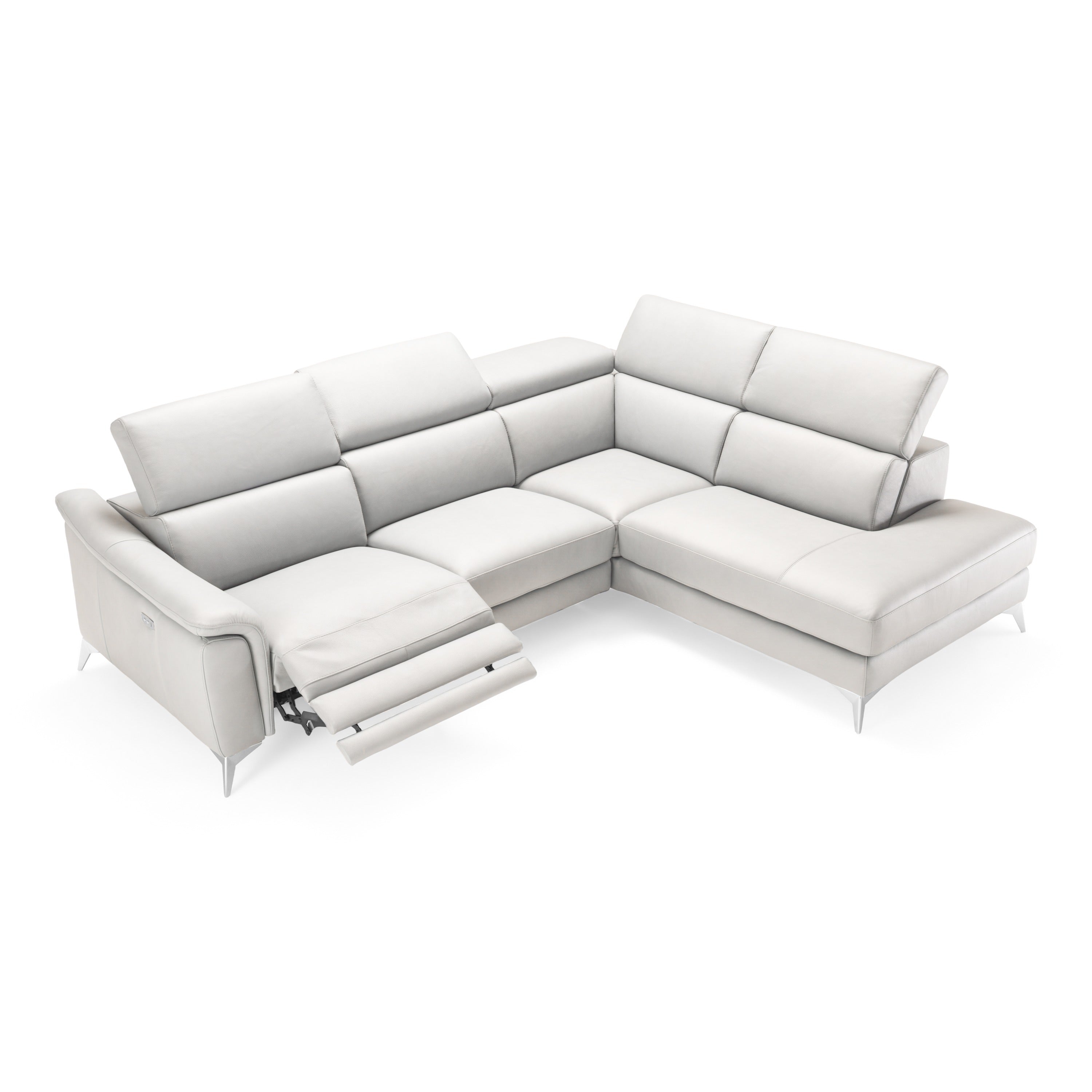 Monte Carlo Italian Modern Leather Right Facing Sectional Sofa