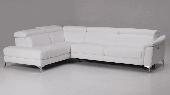 Monte Carlo Italian Modern Leather Left Facing Sectional Sofa