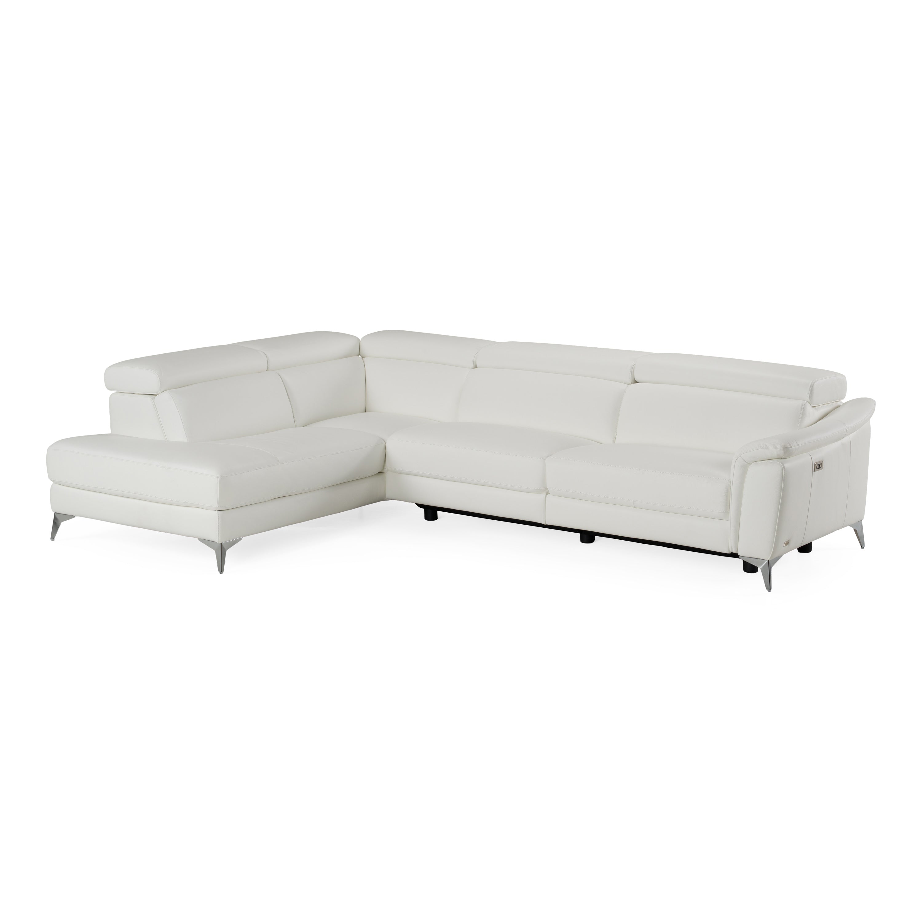 Monte Carlo Italian Modern Leather Left Facing Sectional Sofa