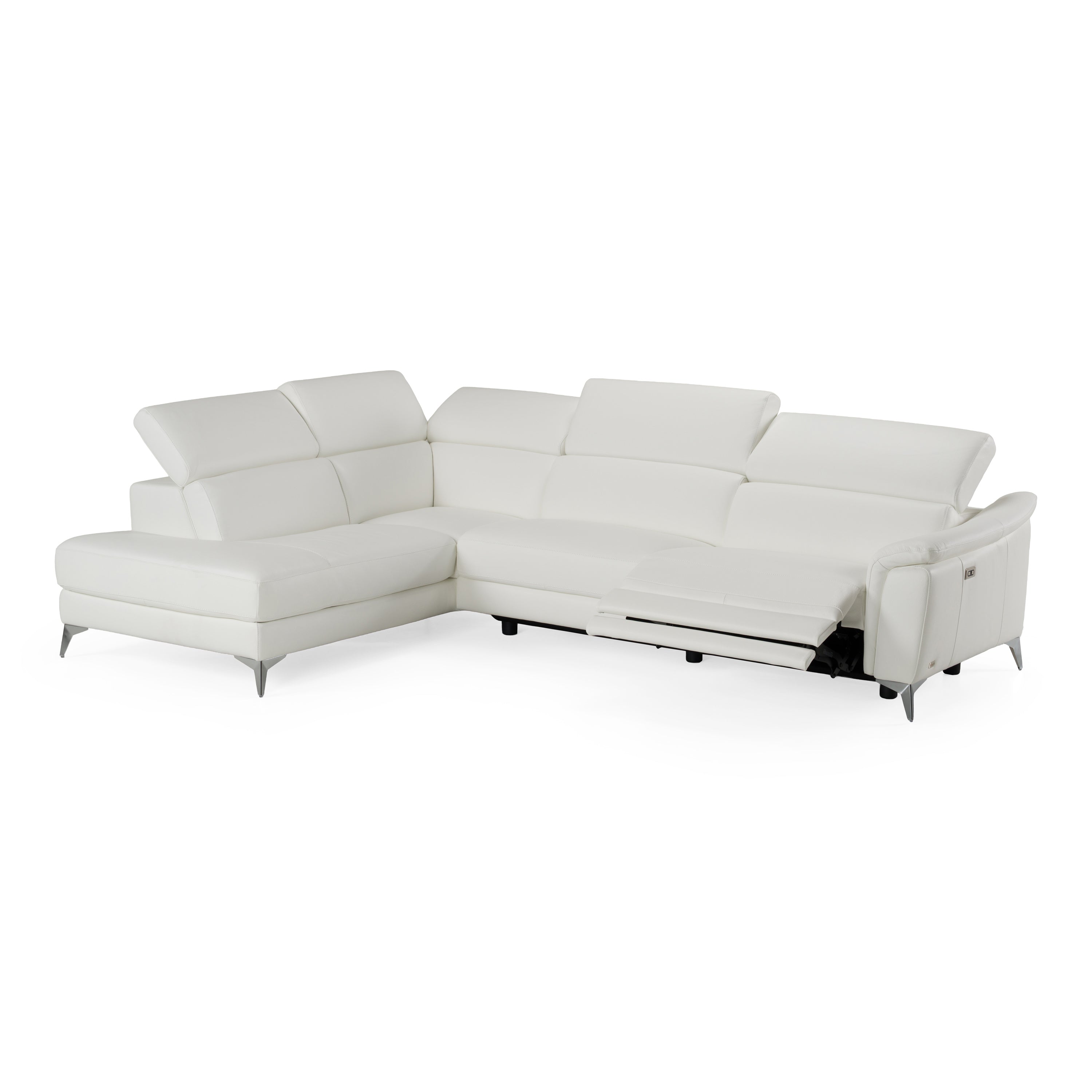 Monte Carlo Italian Modern Leather Left Facing Sectional Sofa