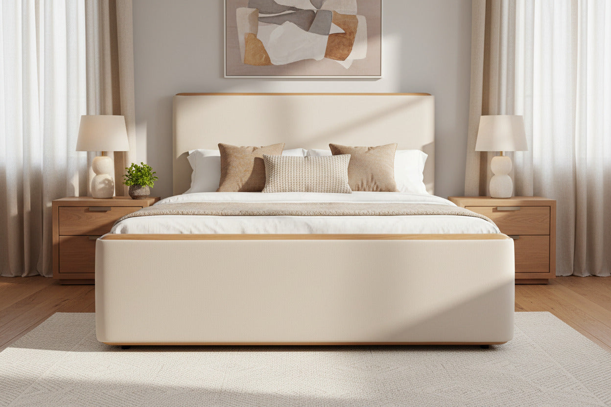 Mora - Modern Fabric and Wood Bed