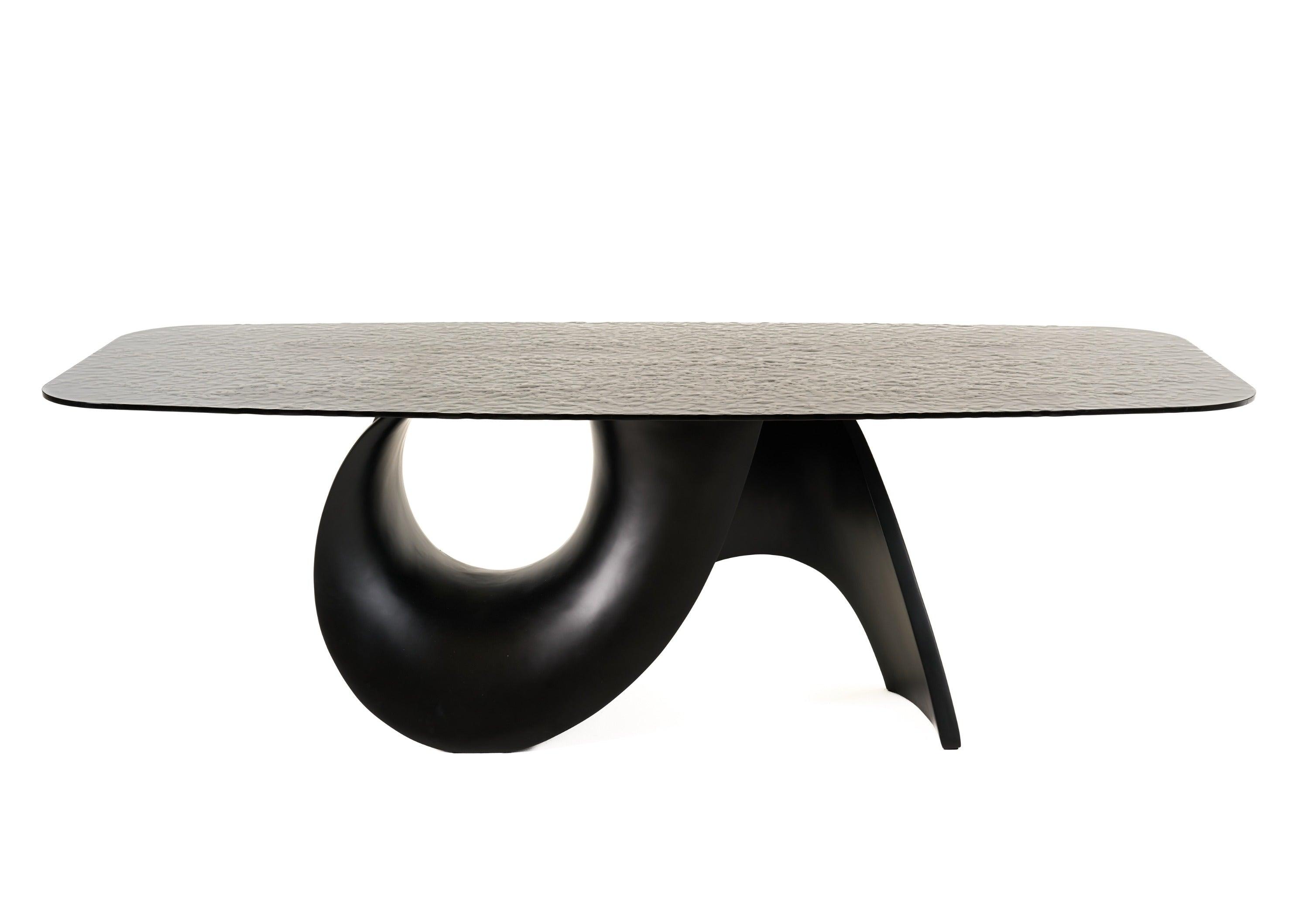 Modrest Neptune Modern Wave Glass Dining Table