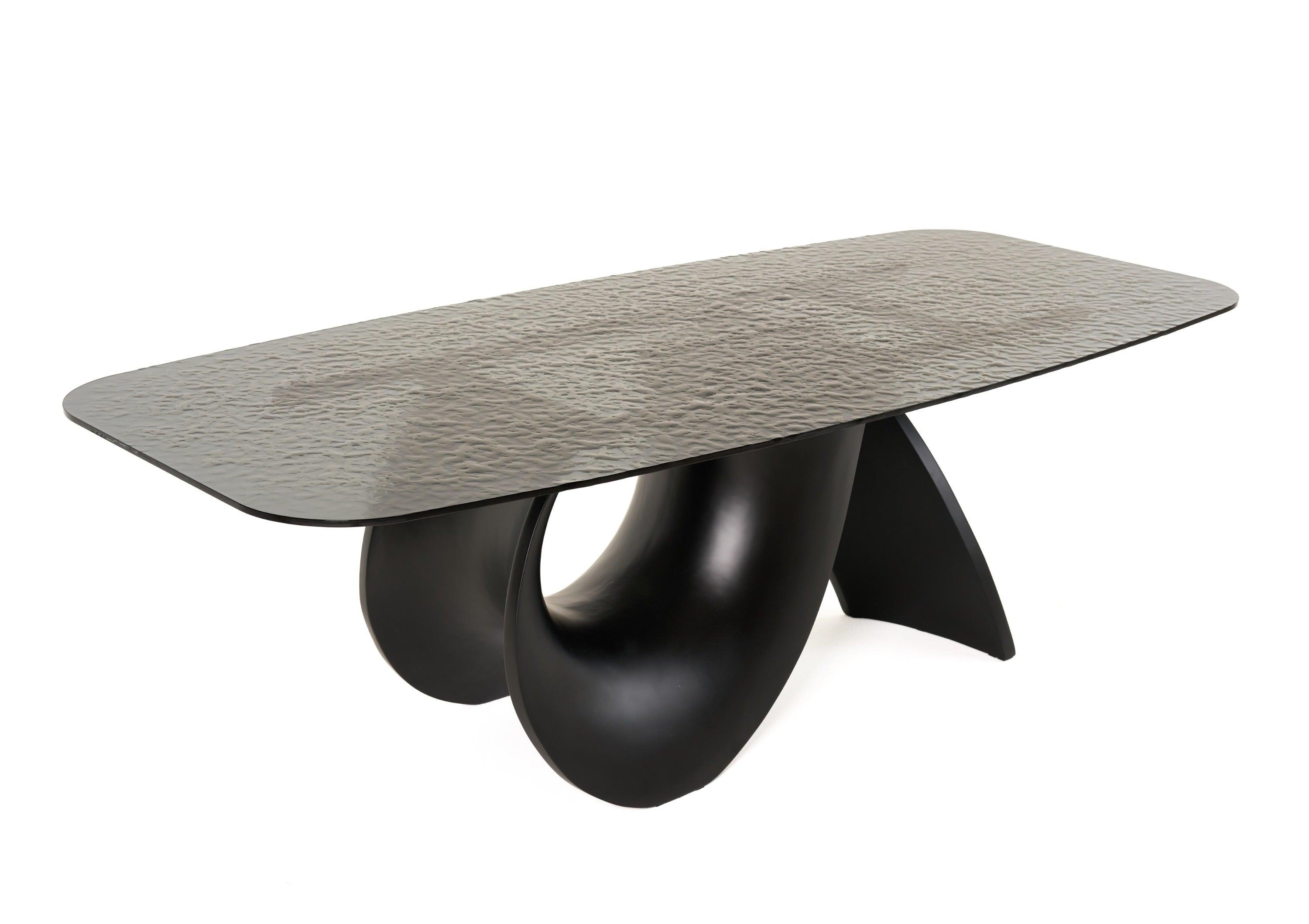 Modrest Neptune Modern Wave Glass Dining Table