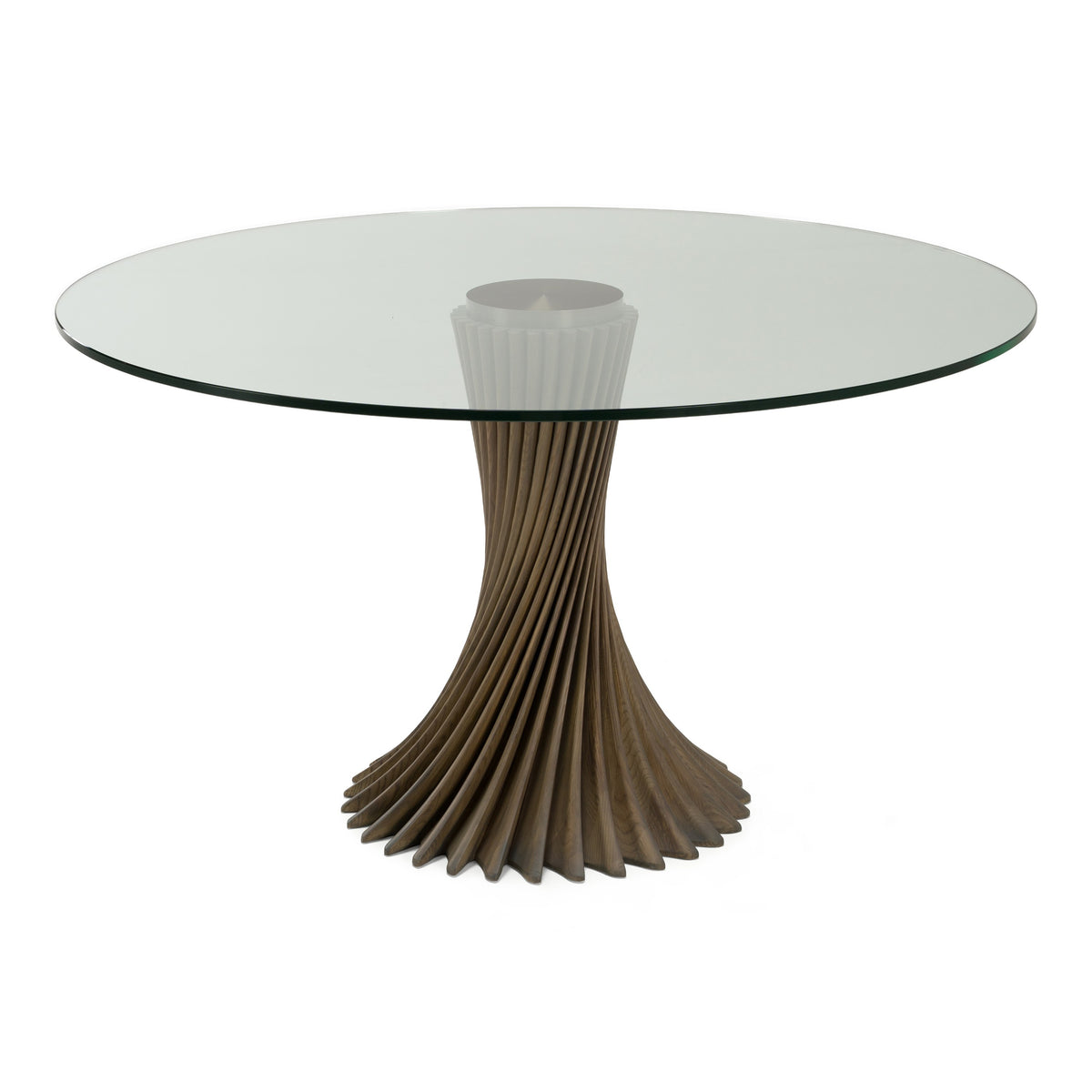 Ocasio - Modern Glass and Ash Round Dining Table