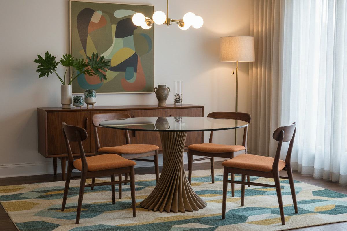 Ocasio - Modern Glass and Ash Round Dining Table