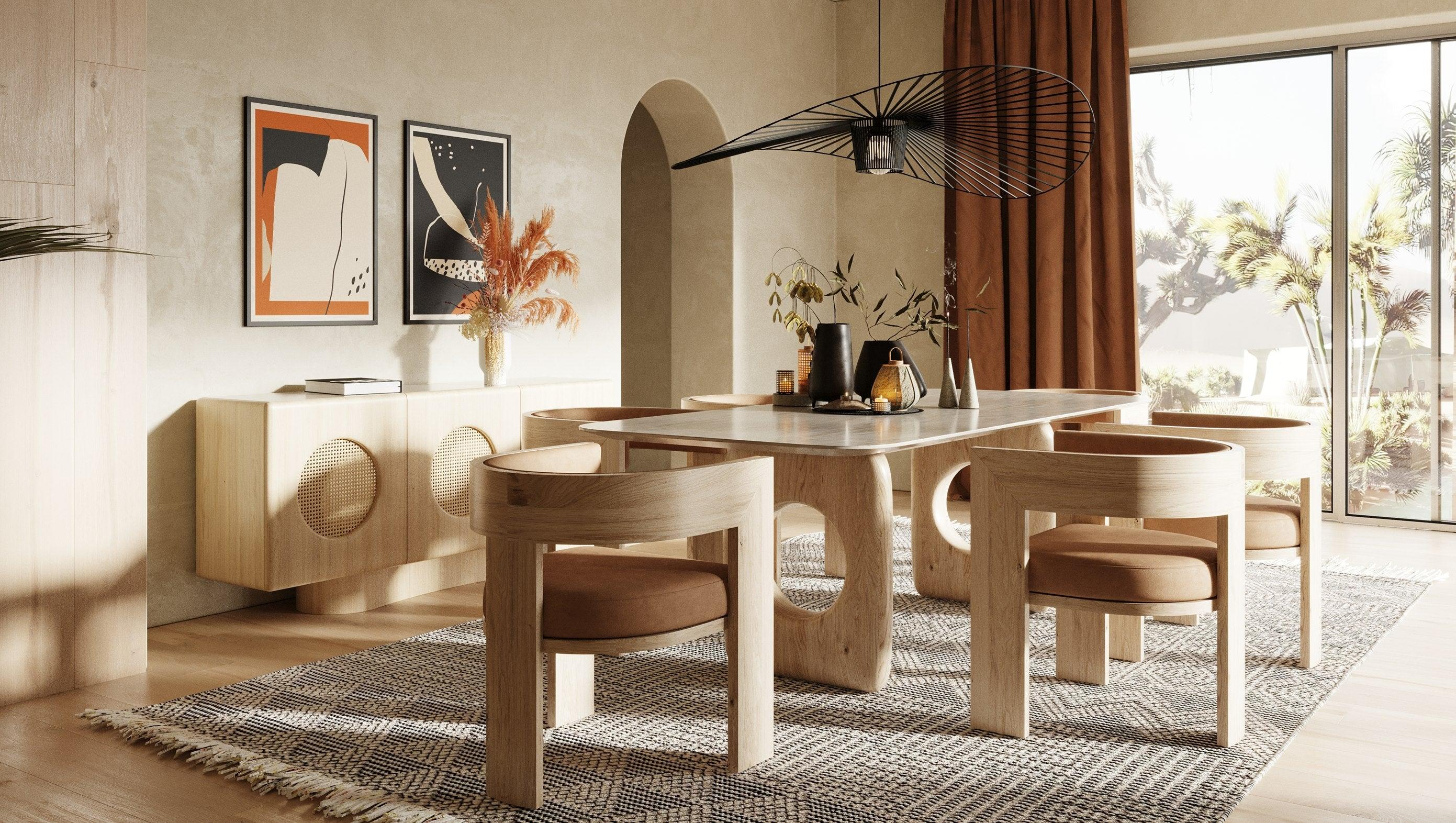 Osaka Modern Faux Marble and Ash Dining Table